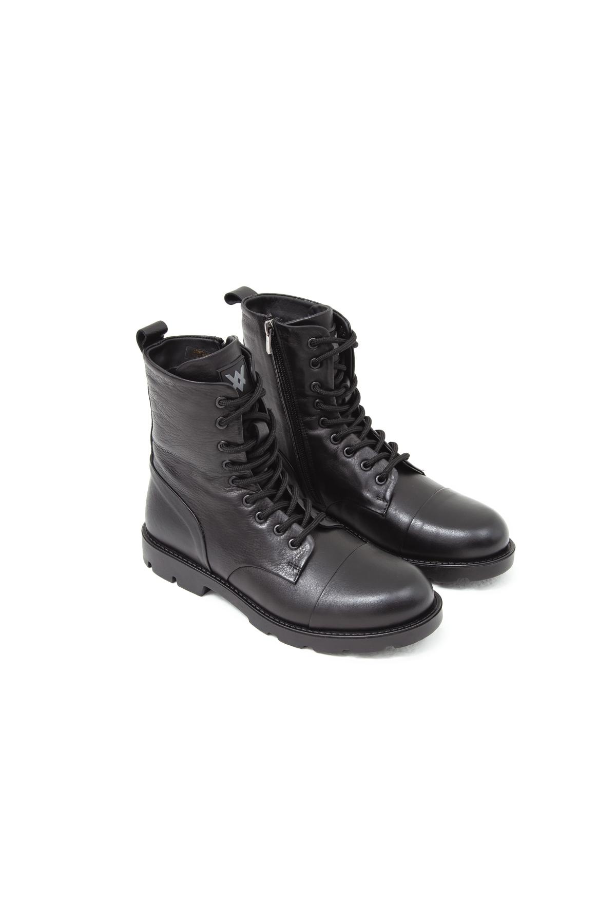 Valmenti Erkek Hakiki Deri Siyah Casual Bot