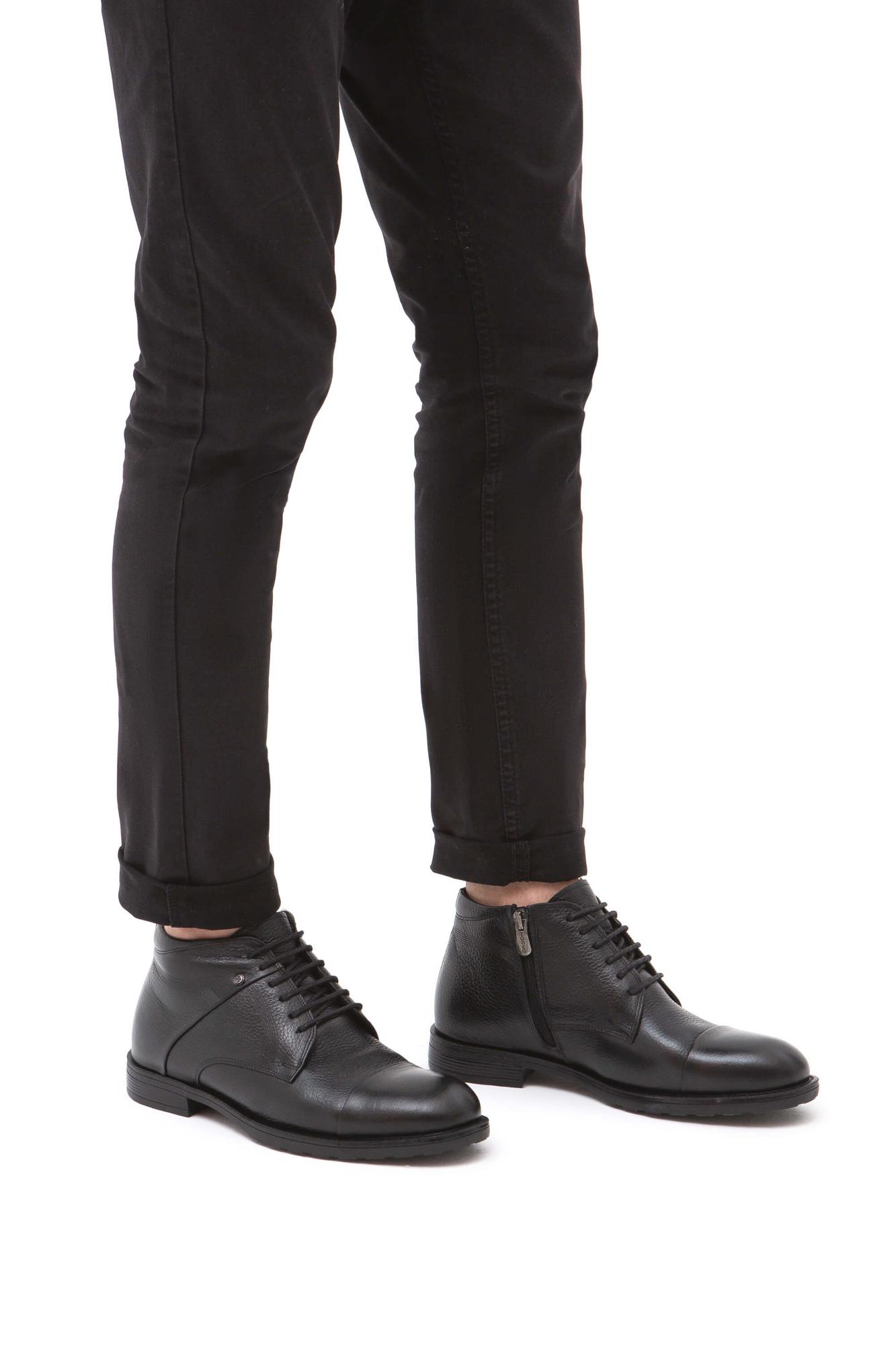 Tamer Tanca Erkek Hakiki Deri Siyah Floter Klasik Bot