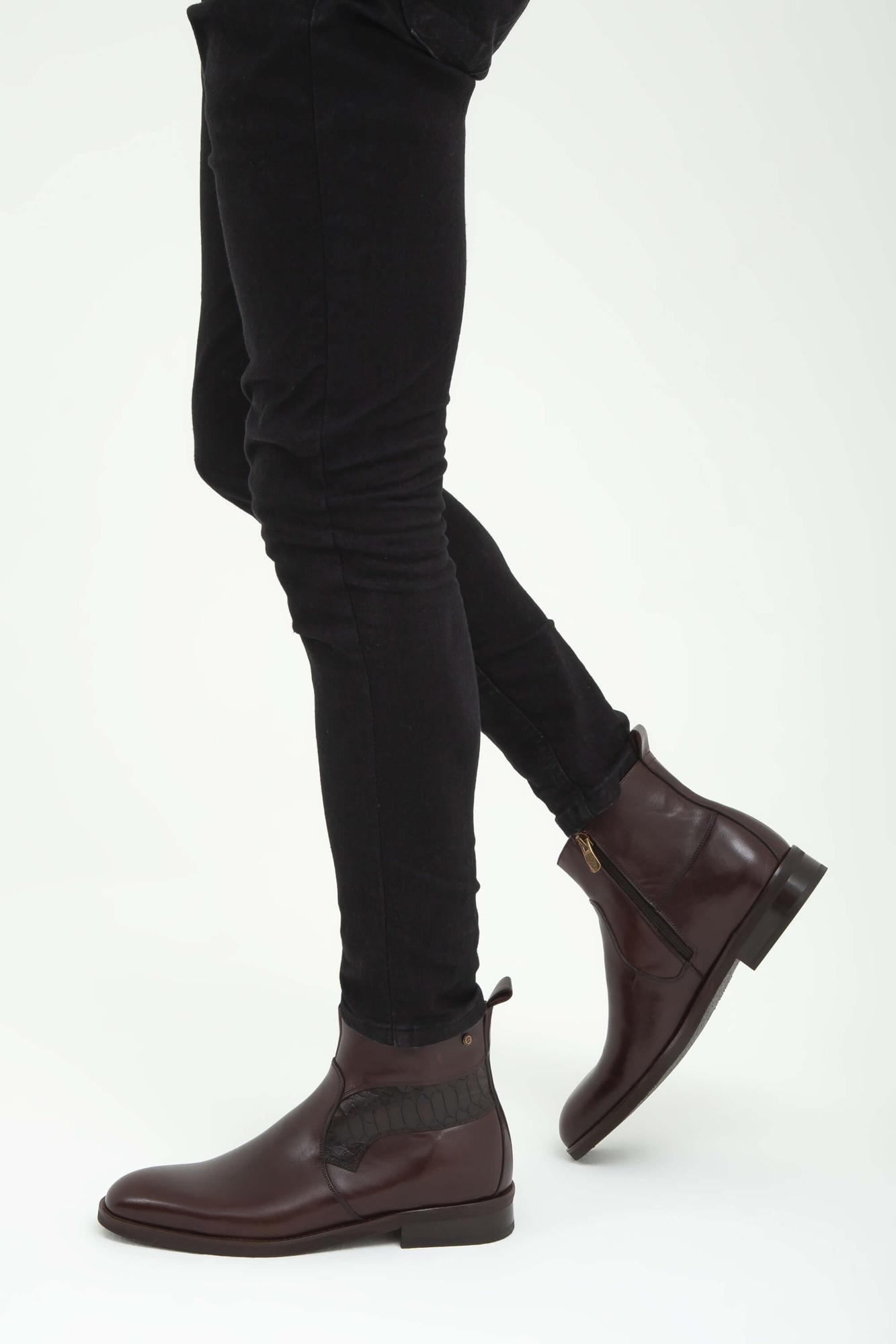 Tamer Tanca Erkek Hakiki Deri Kahverengi Deri Chelsea Bot