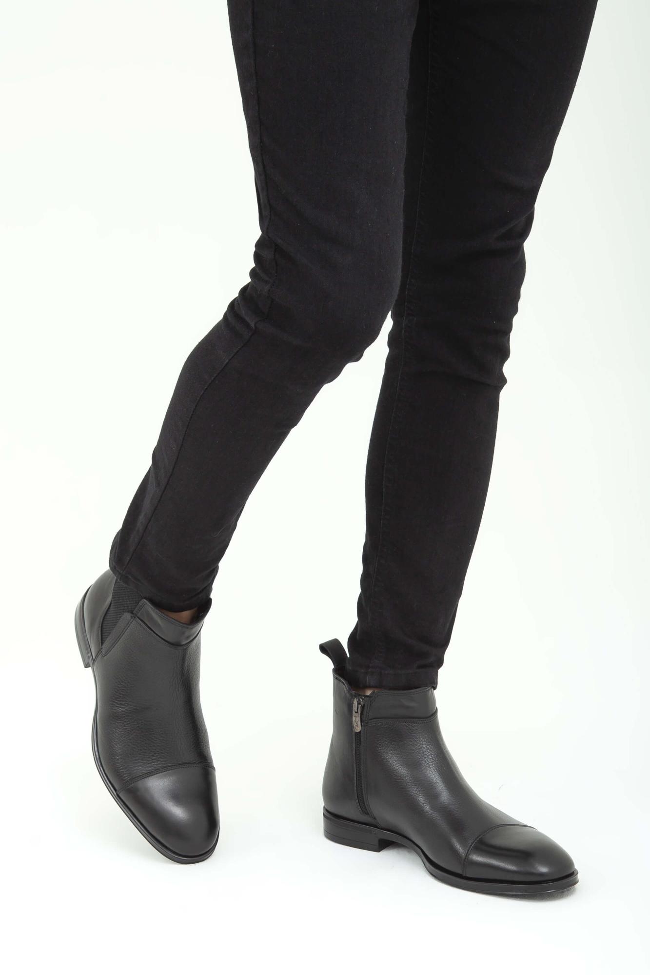 Tamer Tanca Erkek Hakiki Deri Siyah Chelsea Bot