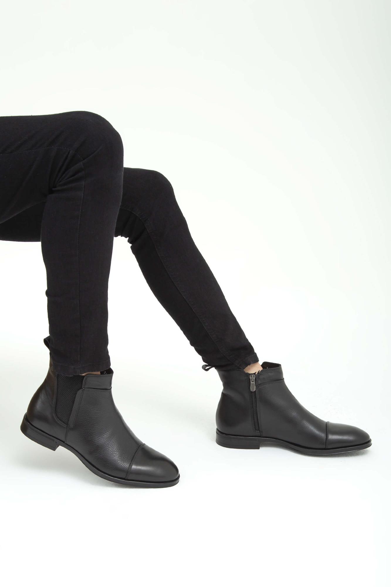 Tamer Tanca Erkek Hakiki Deri Siyah Chelsea Bot