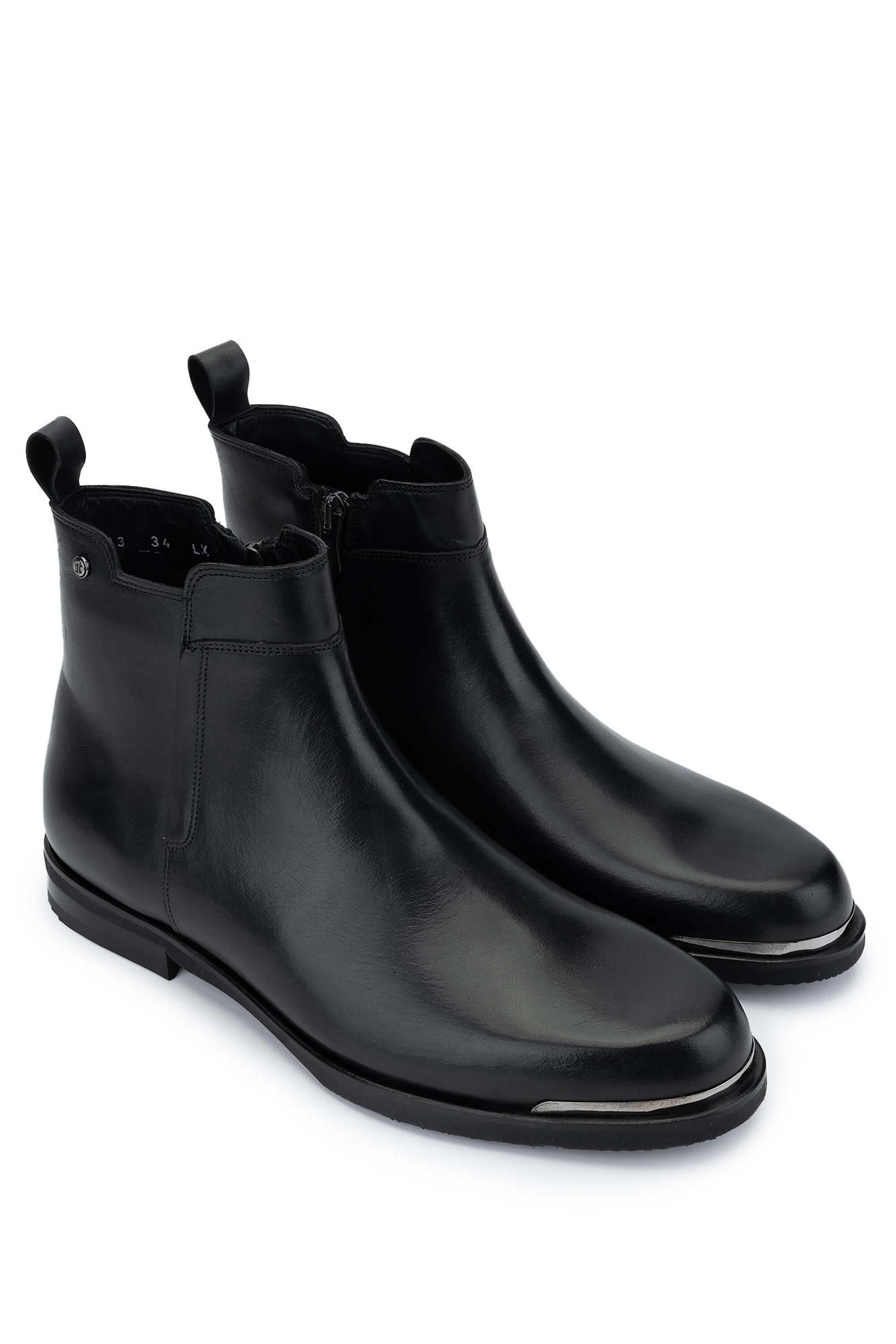 Tamer Tanca Erkek Hakiki Deri Siyah Casual Bot