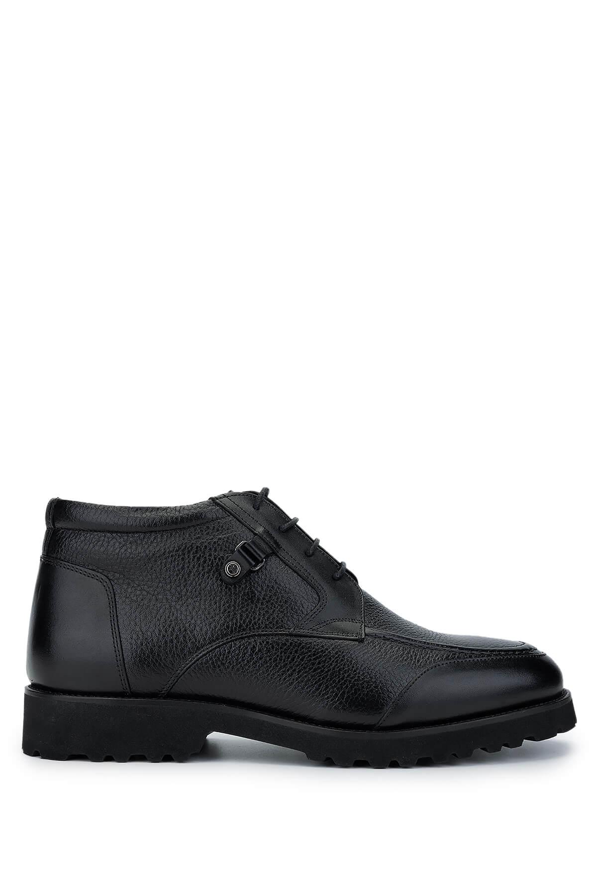 Tamer Tanca Erkek Hakiki Deri Siyah Floter Casual Bot