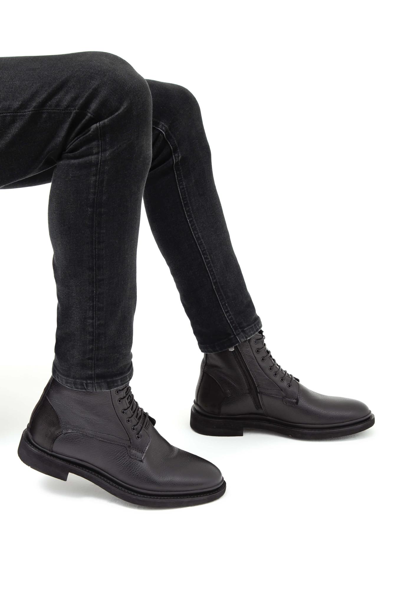 Tamer Tanca Erkek Hakiki Deri Siyah POSTAL Bot