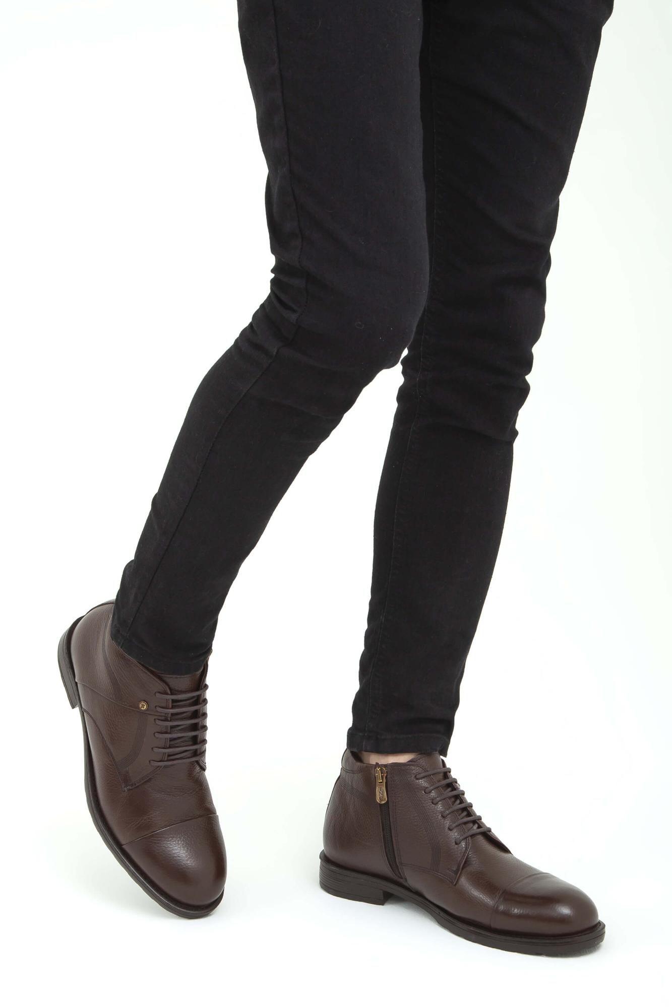 Tamer Tanca Erkek Hakiki Deri Kahverengi Floter Klasik Bot