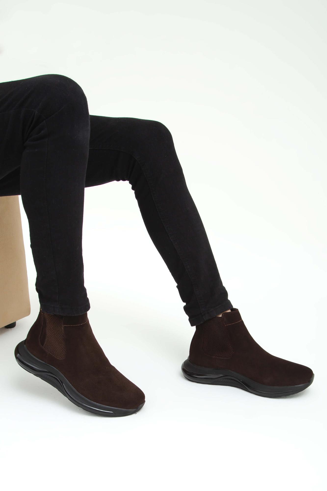 Tamer Tanca Erkek Hakiki Deri Kahverengi Süet Casual Bot