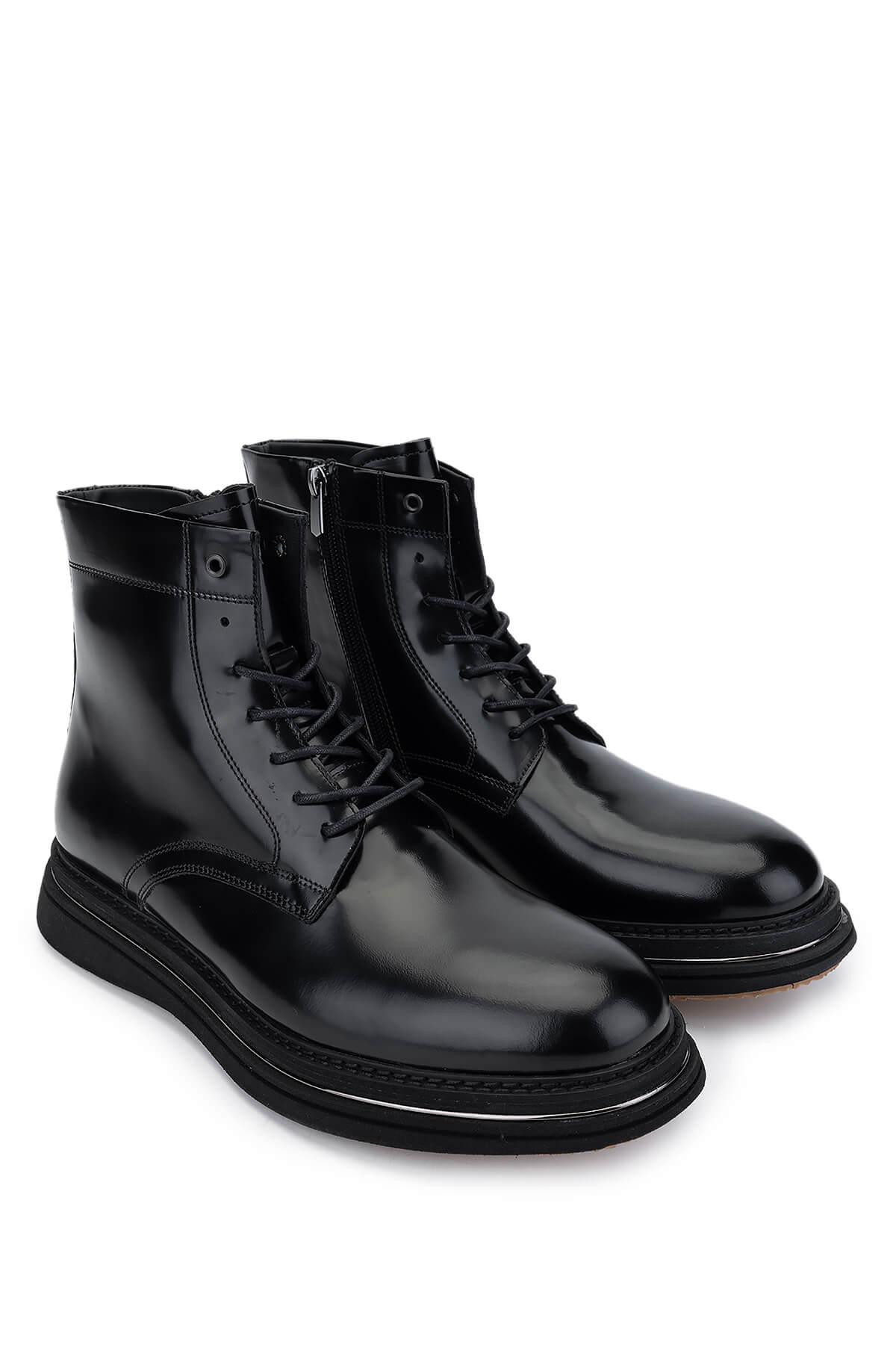 Tamer Tanca Erkek Hakiki Deri Siyah Açma Postal Bot