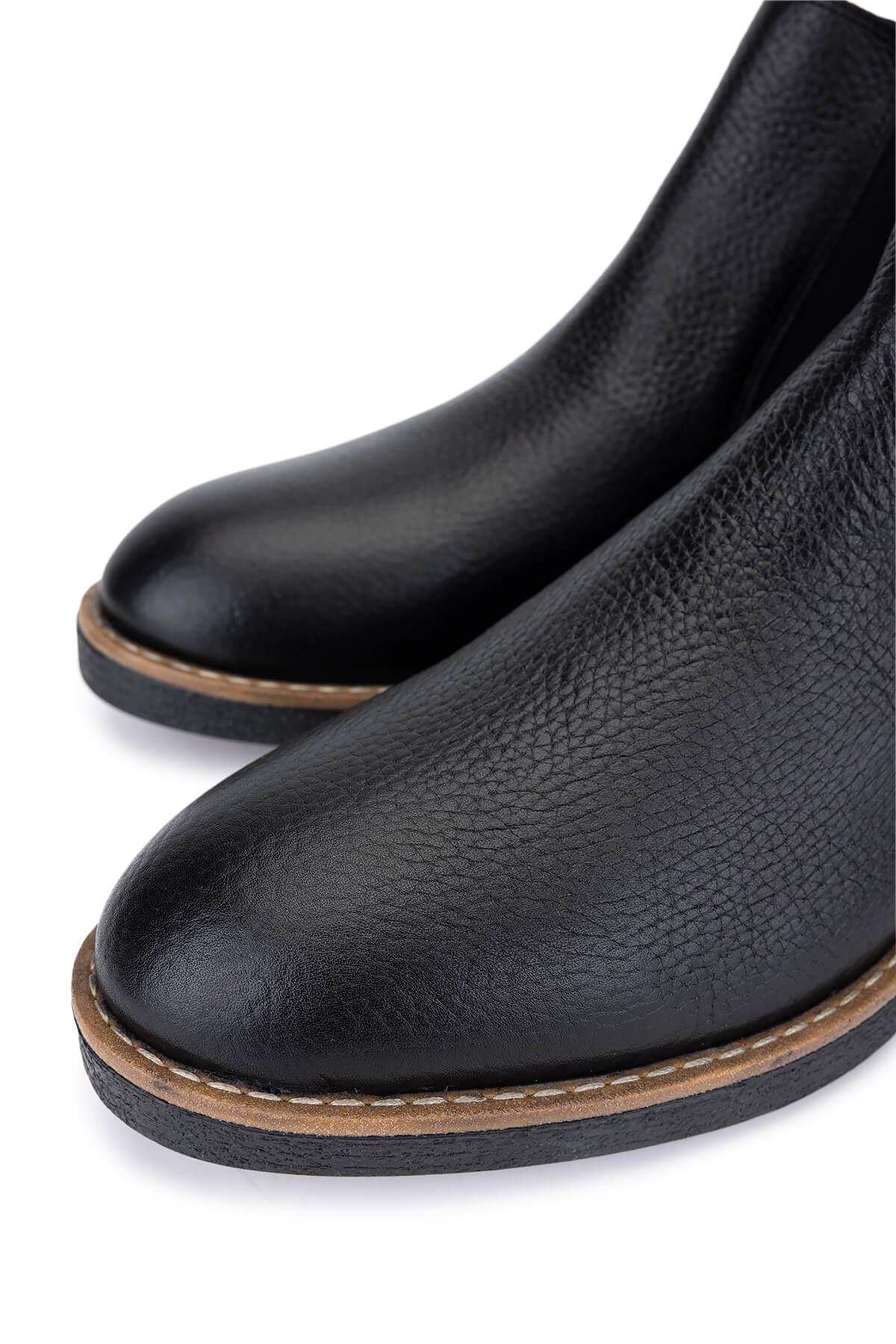 Tamer Tanca Erkek Hakiki Deri Siyah Floter Casual Bot