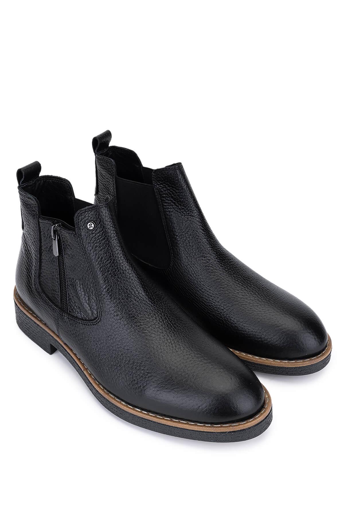 Tamer Tanca Erkek Hakiki Deri Siyah Floter Casual Bot