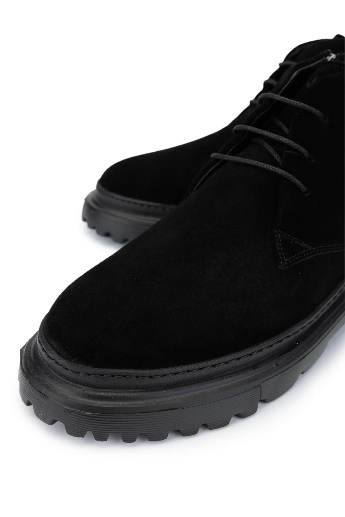 Tamer Tanca Erkek Hakiki Deri Siyah Süet Casual Bot