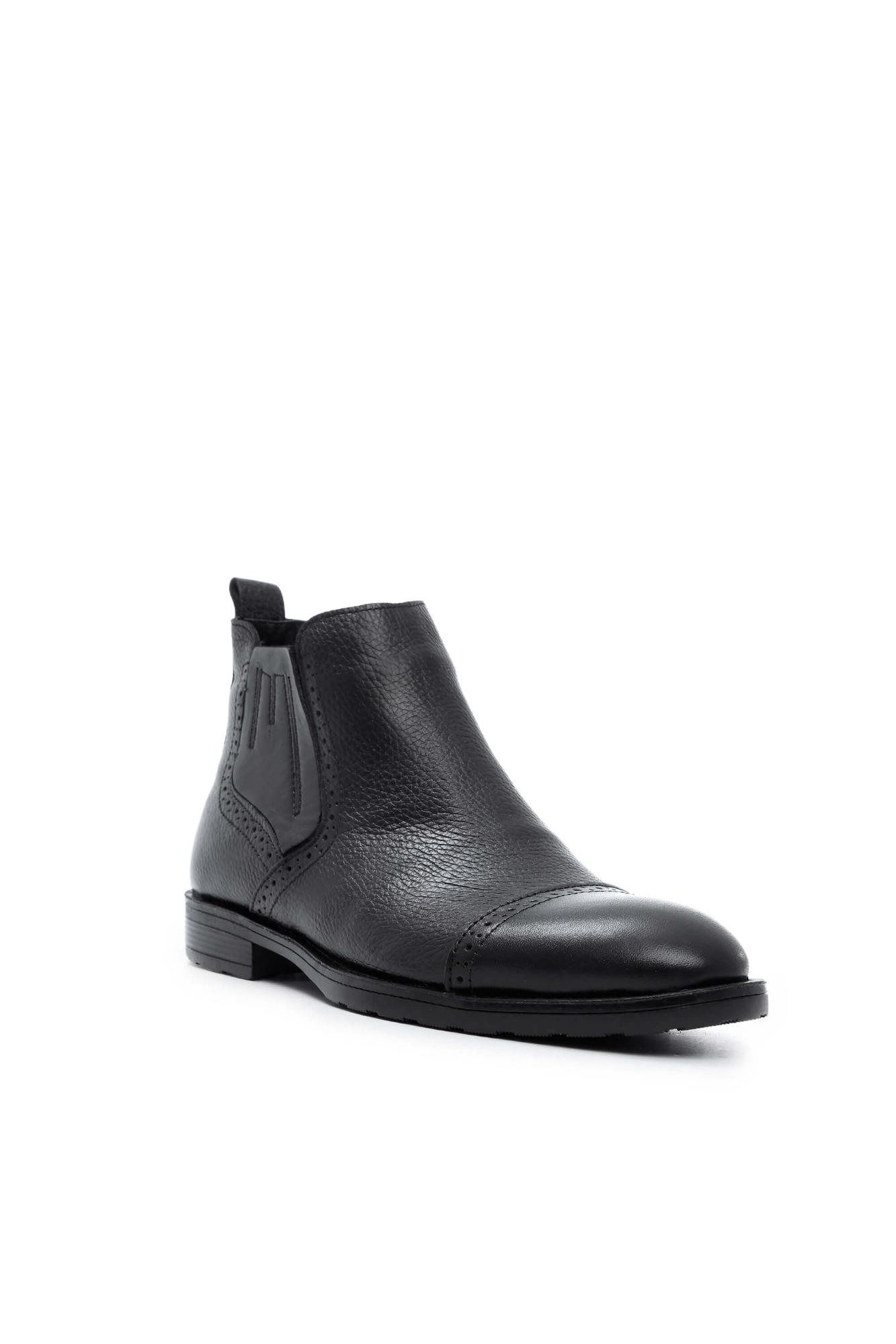 Tamer Tanca Erkek Hakiki Deri Siyah Floter Klasik Bot