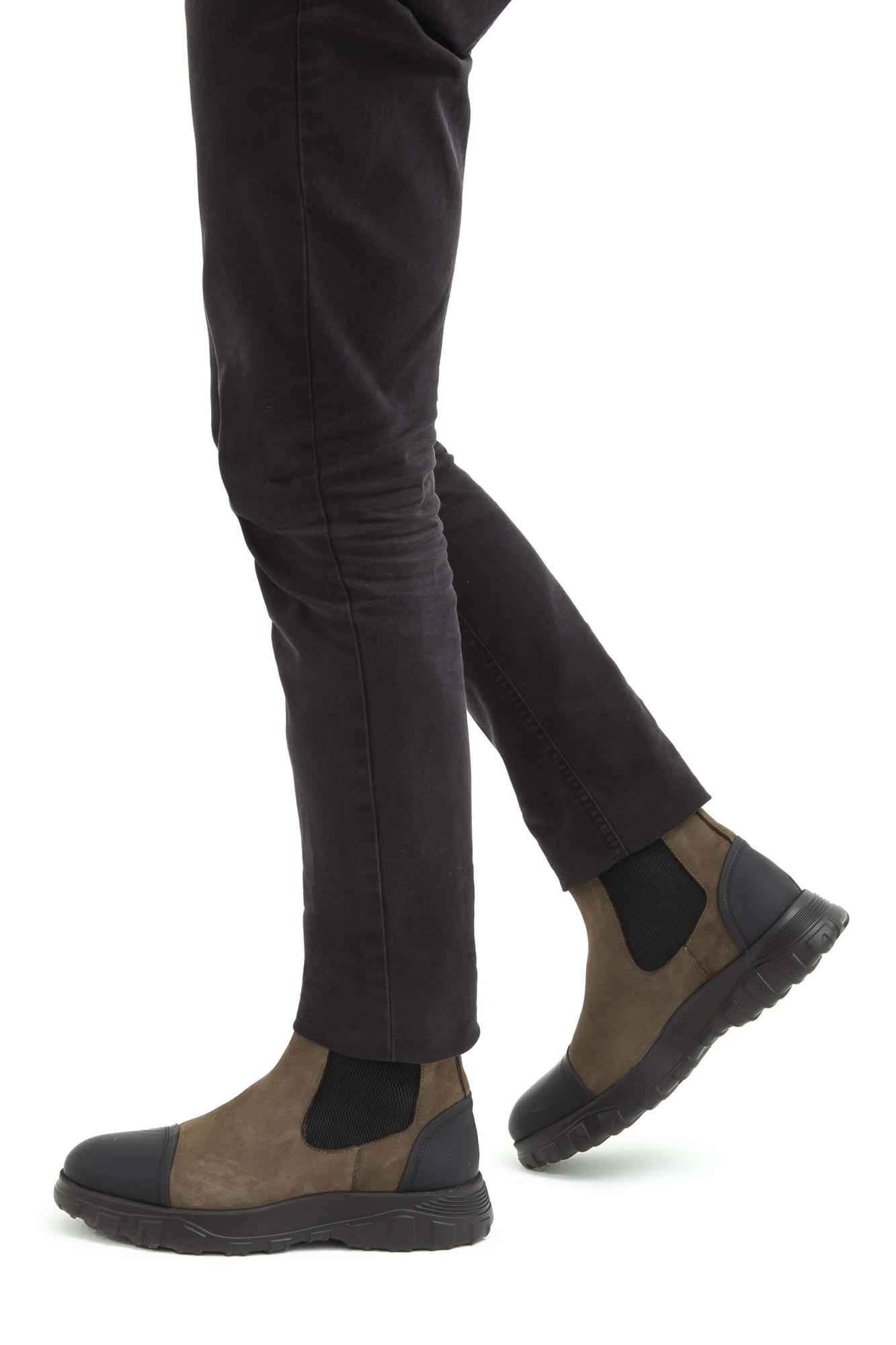 Tamer Tanca Erkek Hakiki Deri Haki Süet Casual Bot