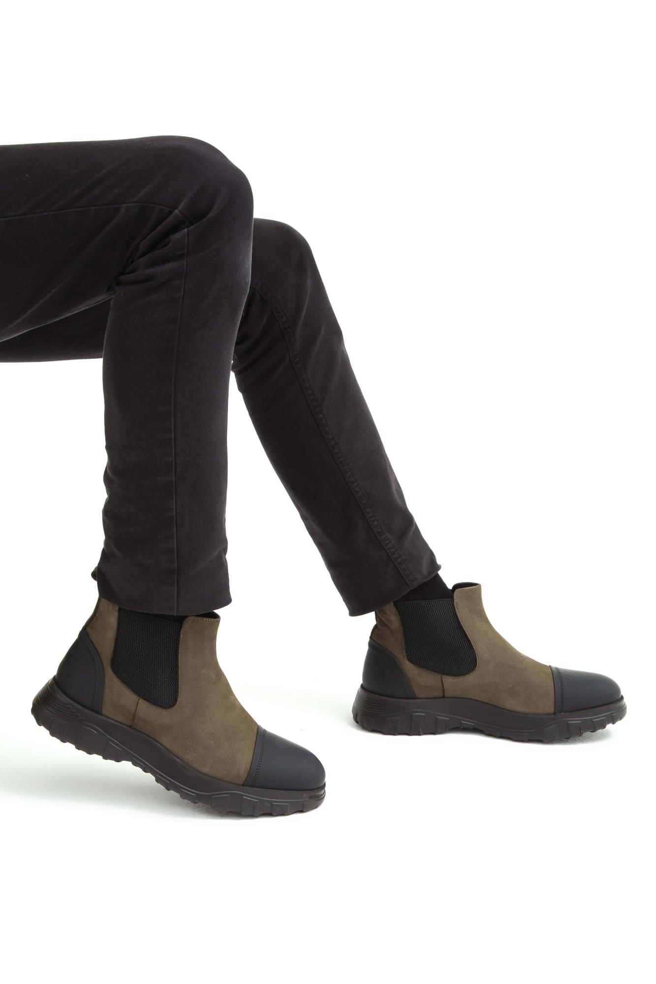 Tamer Tanca Erkek Hakiki Deri Haki Süet Casual Bot