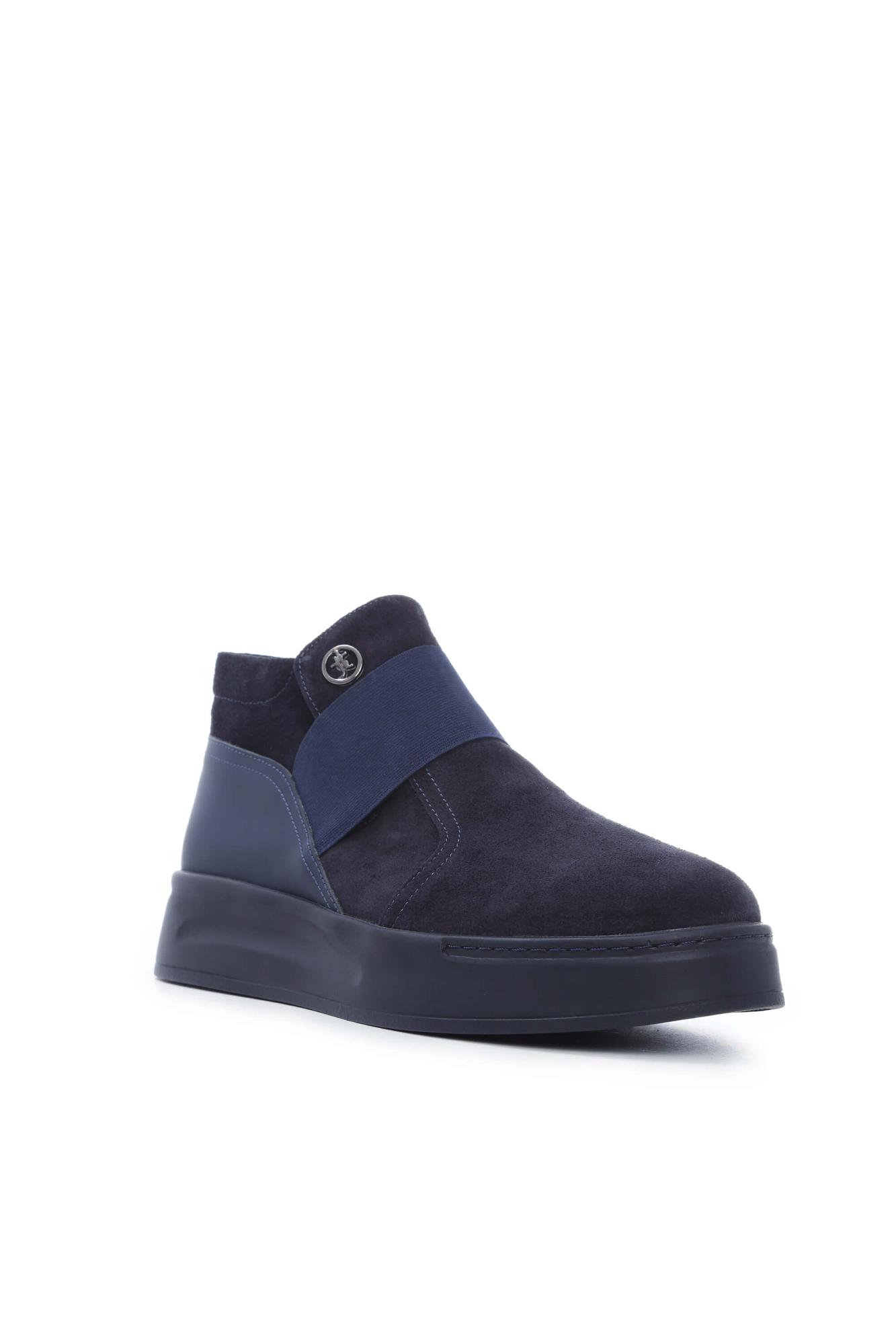 Tamer Tanca Erkek Hakiki Deri Lacivert Süet Casual Bot