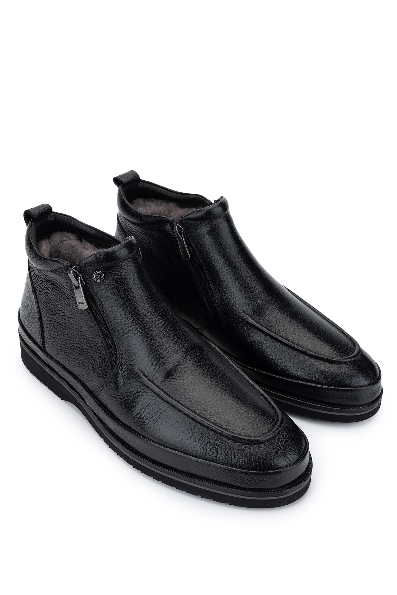 Tamer Tanca Erkek Hakiki Deri Siyah Floter Casual Bot