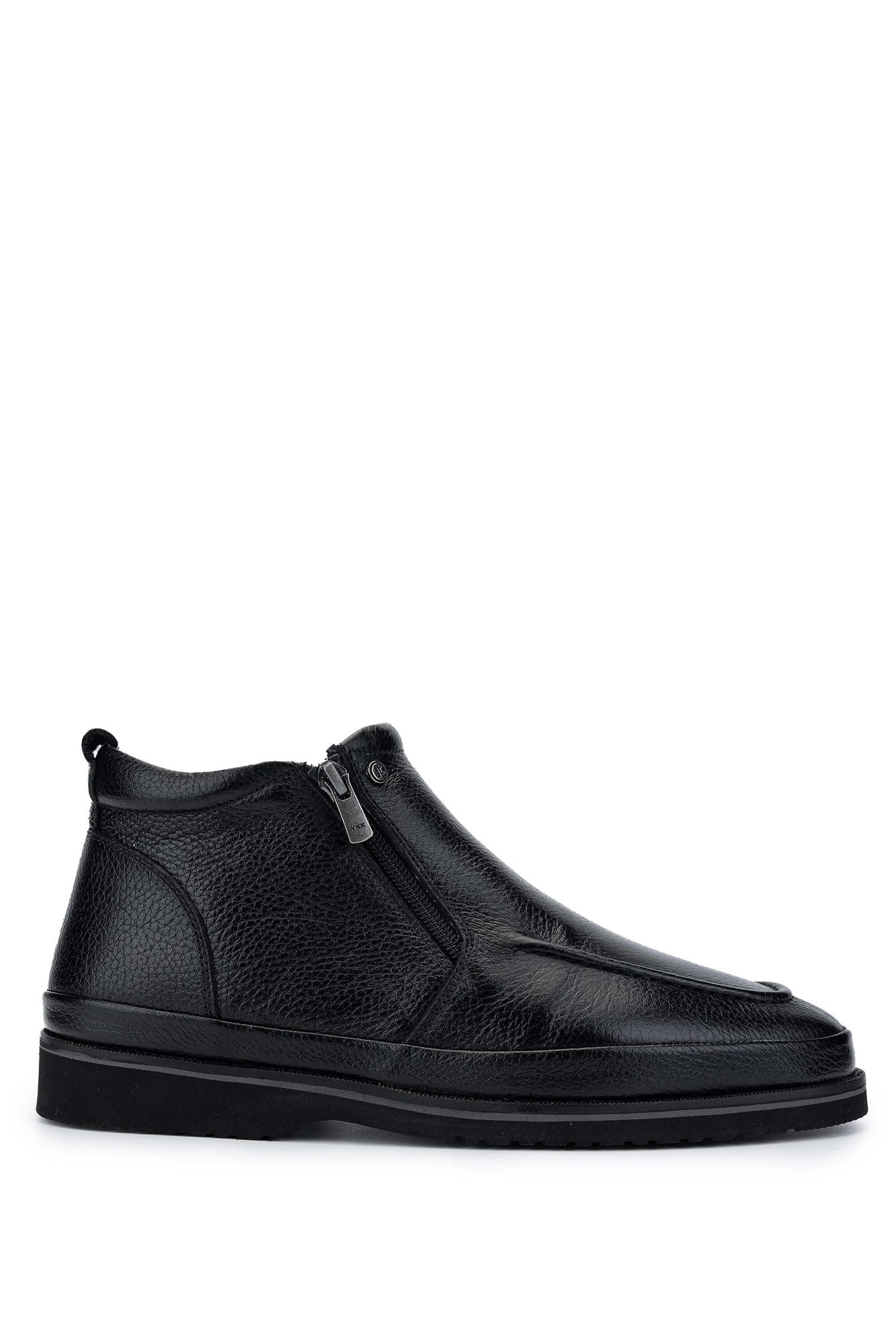 Tamer Tanca Erkek Hakiki Deri Siyah Floter Casual Bot