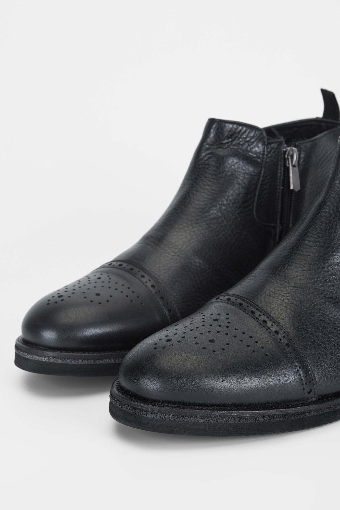 Tamer Tanca Erkek Hakiki Deri Siyah Casual Bot