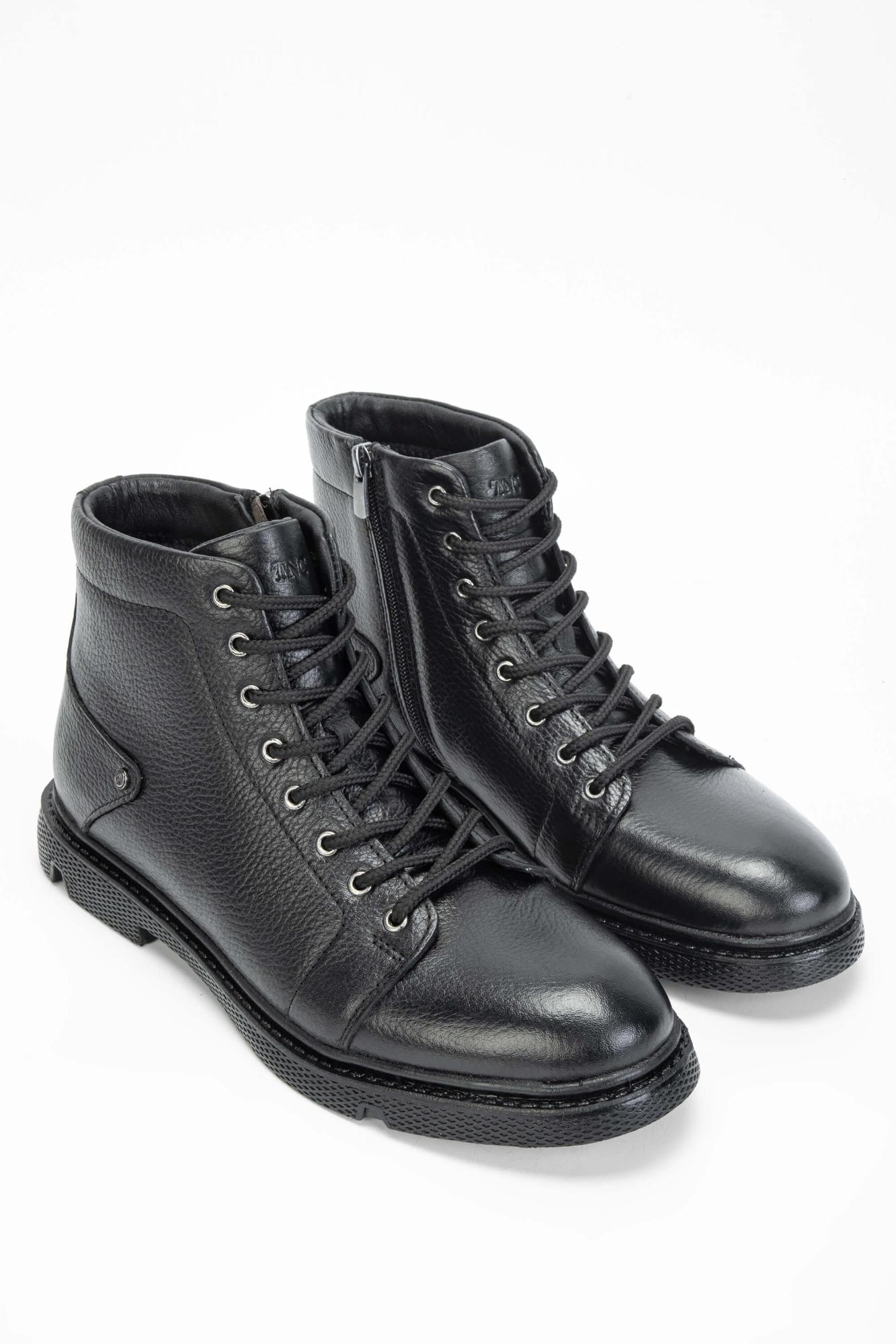 Tamer Tanca Erkek Hakiki Deri Siyah Casual Bot