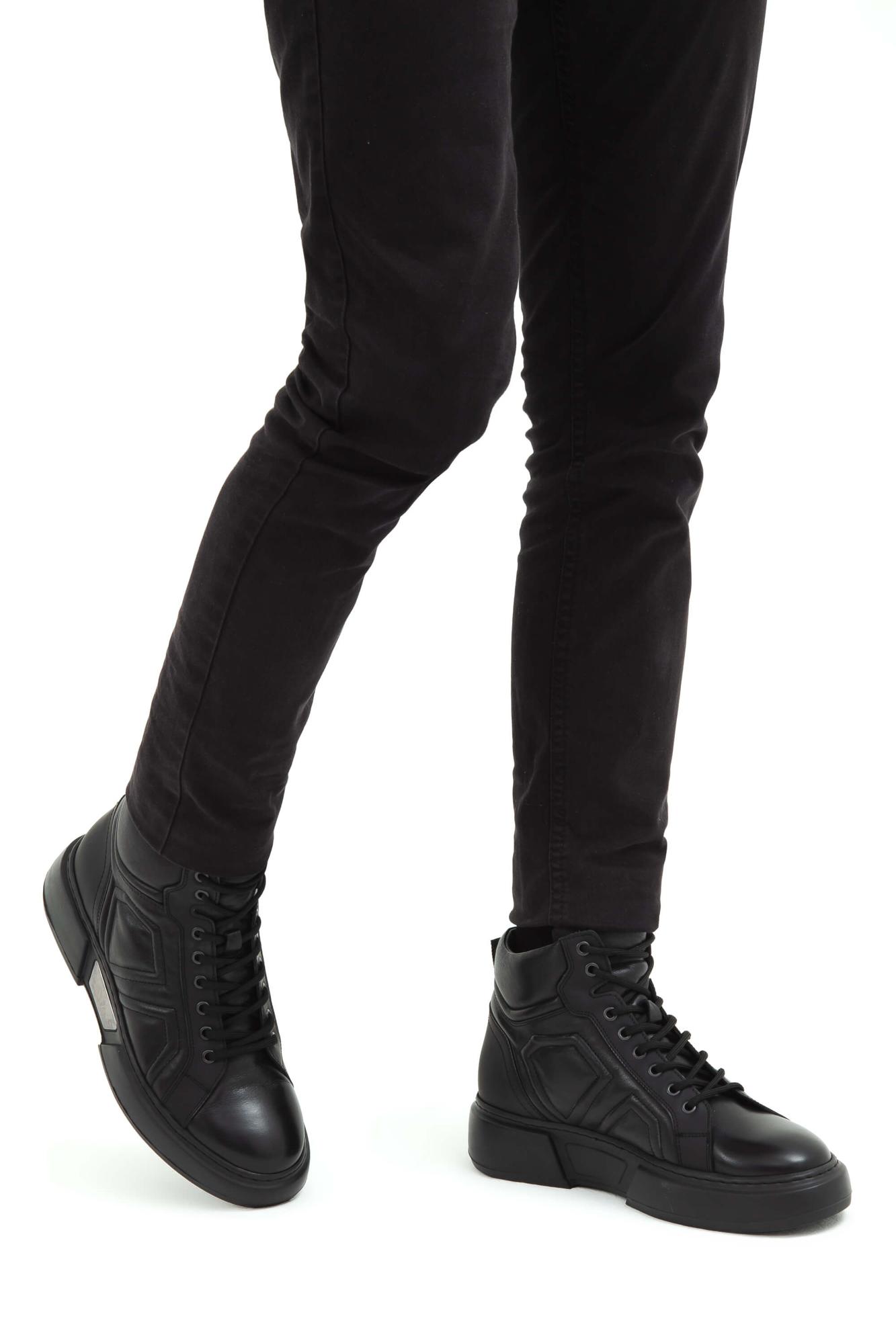 Tamer Tanca Erkek Hakiki Deri Siyah Casual Bot