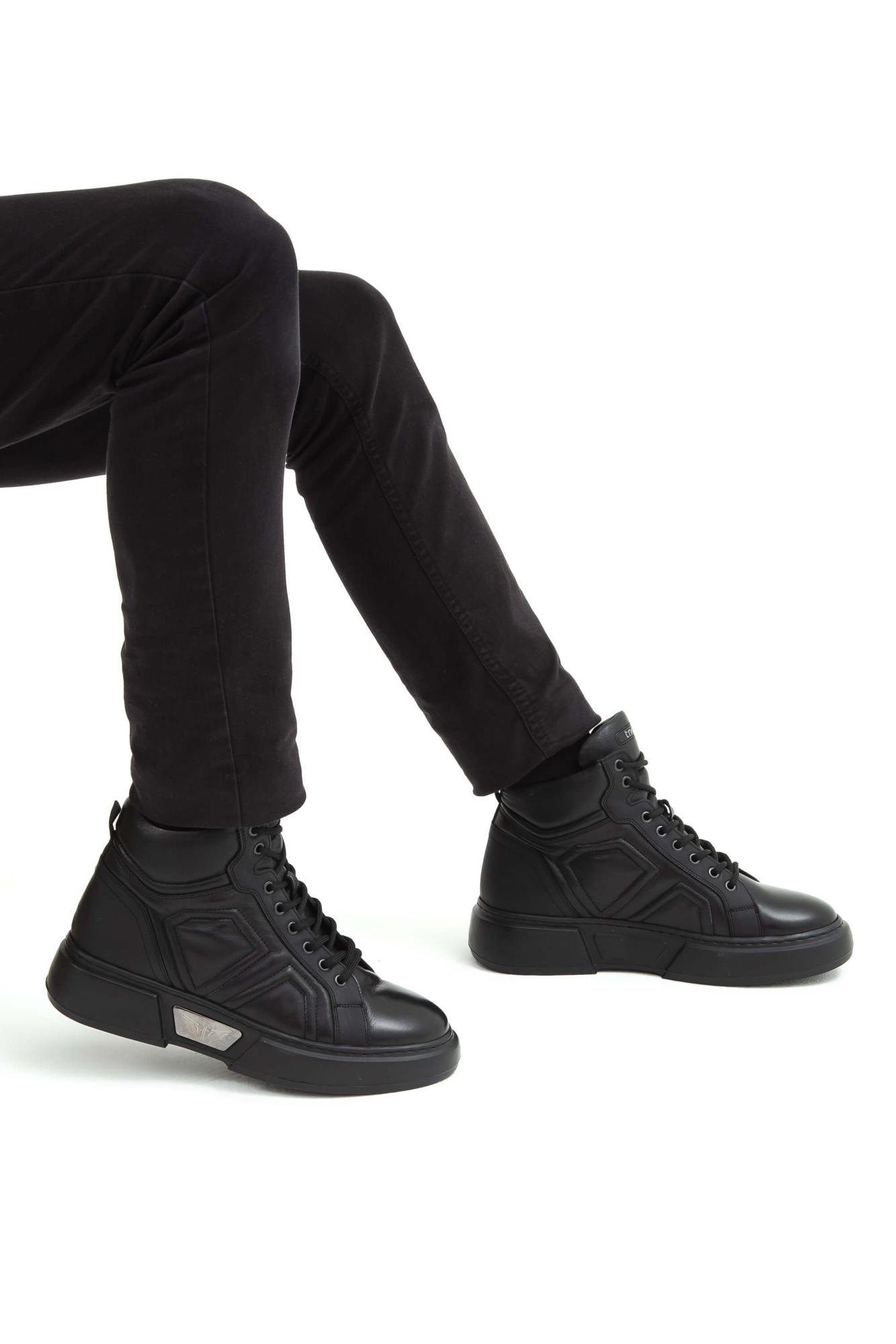 Tamer Tanca Erkek Hakiki Deri Siyah Casual Bot