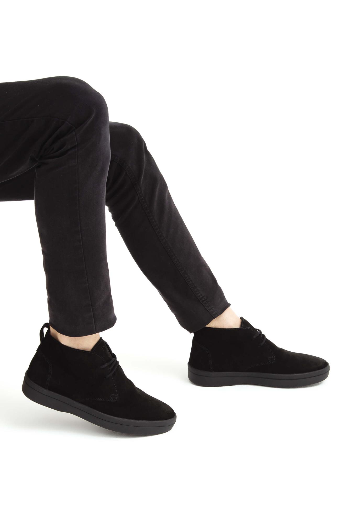 Tamer Tanca Erkek Hakiki Deri Siyah Süet Casual Bot