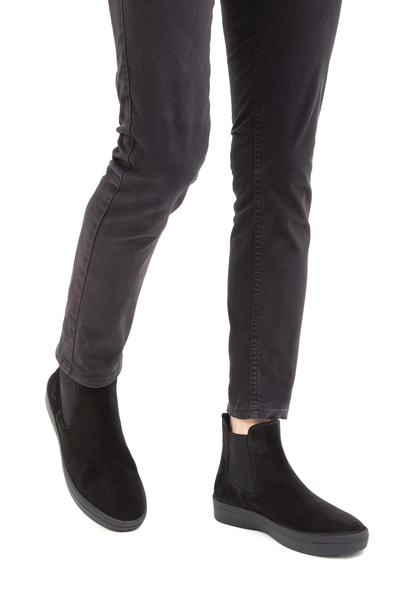 Tamer Tanca Erkek Hakiki Deri Siyah Süet Casual Bot