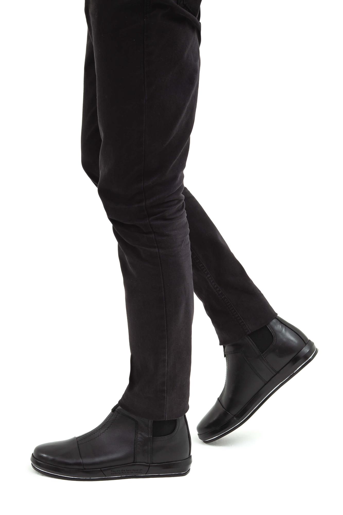 Tamer Tanca Erkek Hakiki Deri Siyah Casual Bot