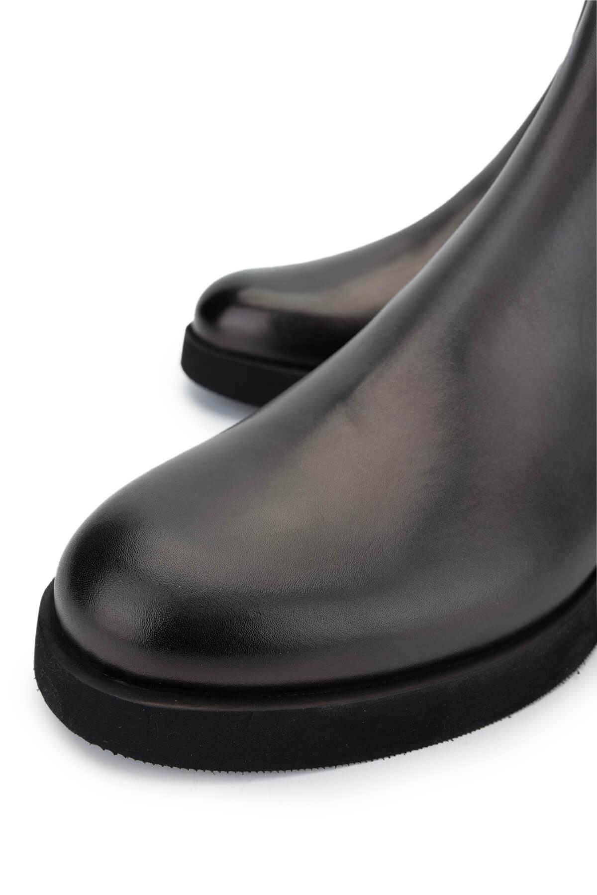 Tamer Tanca Erkek Hakiki Deri Gri Casual Bot