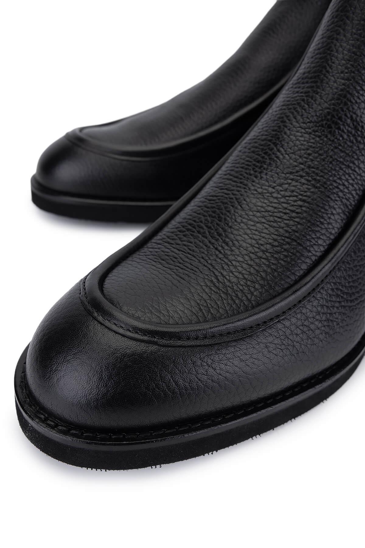 Tamer Tanca Erkek Hakiki Deri Siyah Floter Klasik Bot