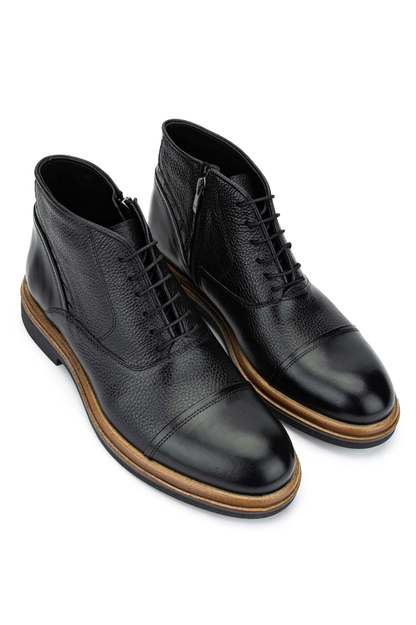 Tamer Tanca Erkek Hakiki Deri Siyah Casual Bot