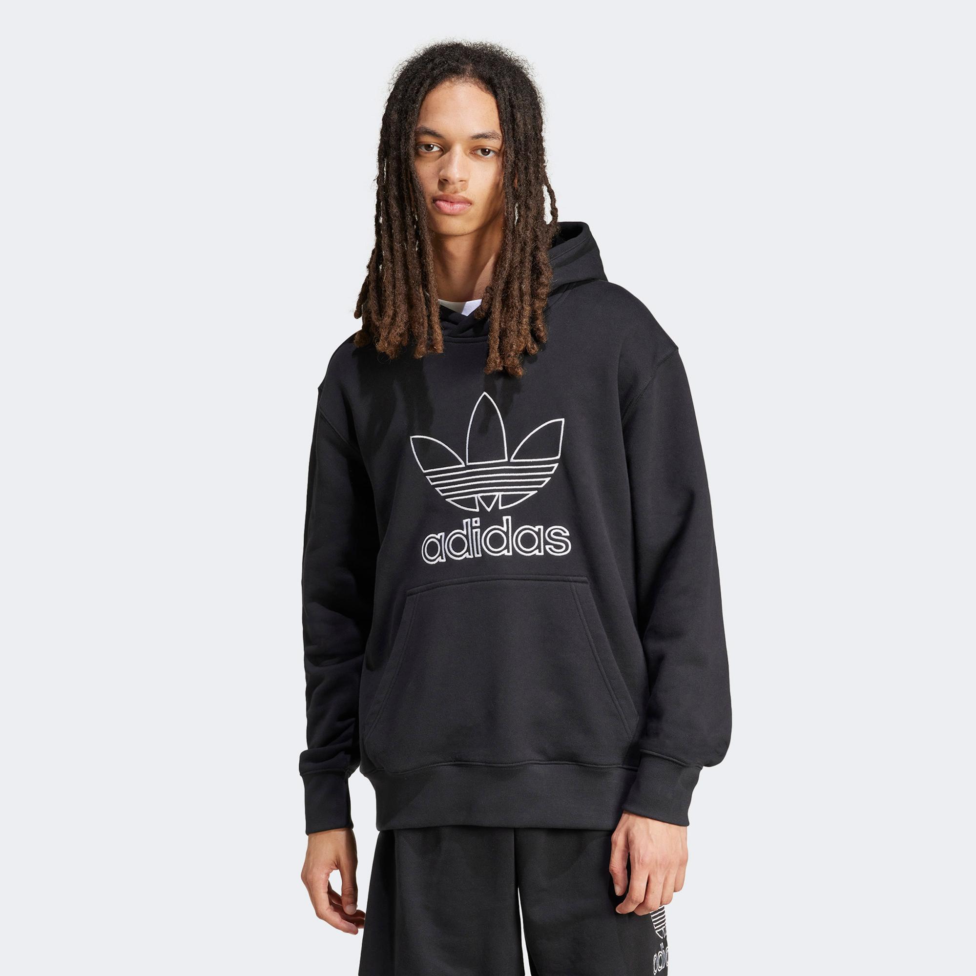 adidas Adicolor Outline Trefoil Erkek Siyah Sweatshirt
