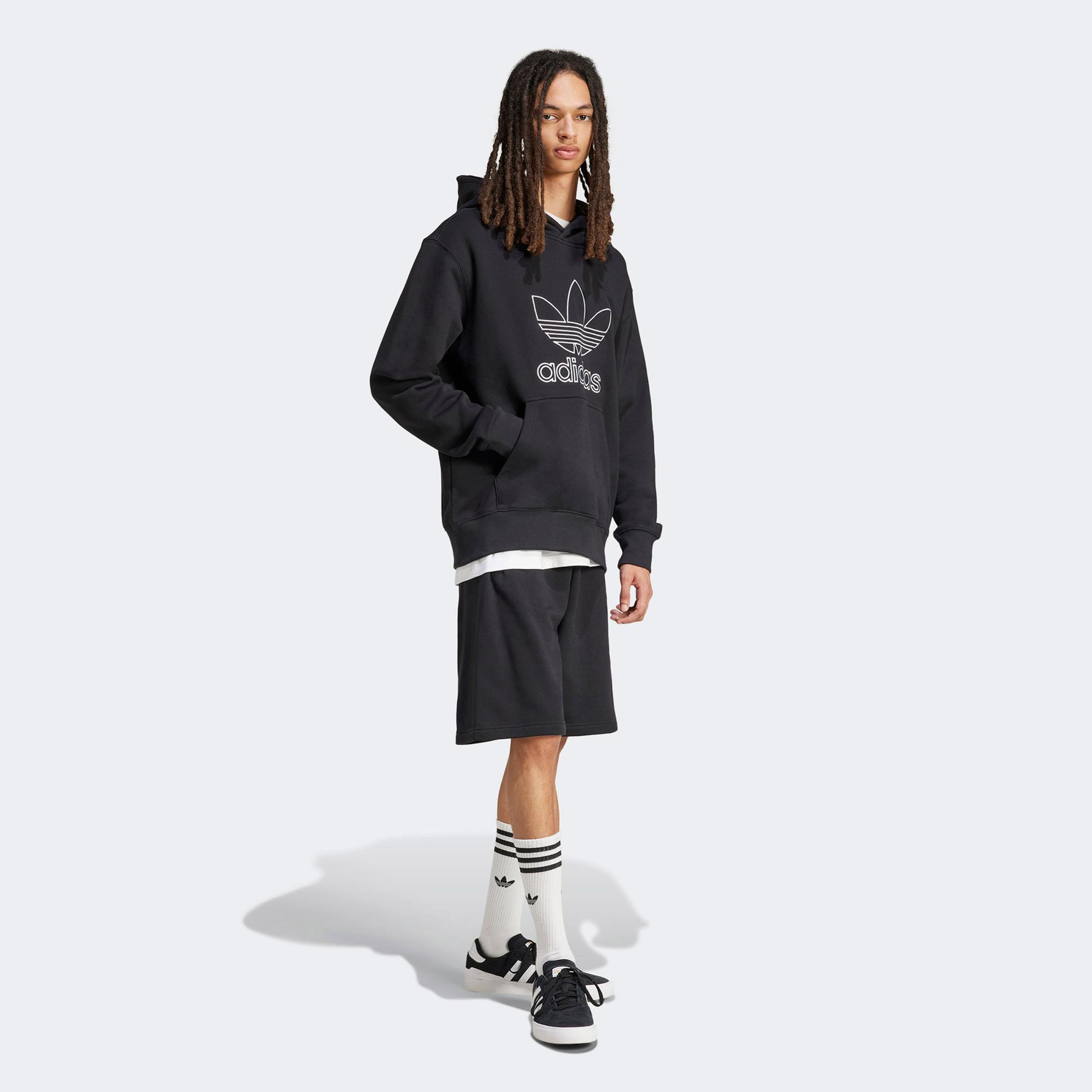 adidas Adicolor Outline Trefoil Erkek Siyah Sweatshirt