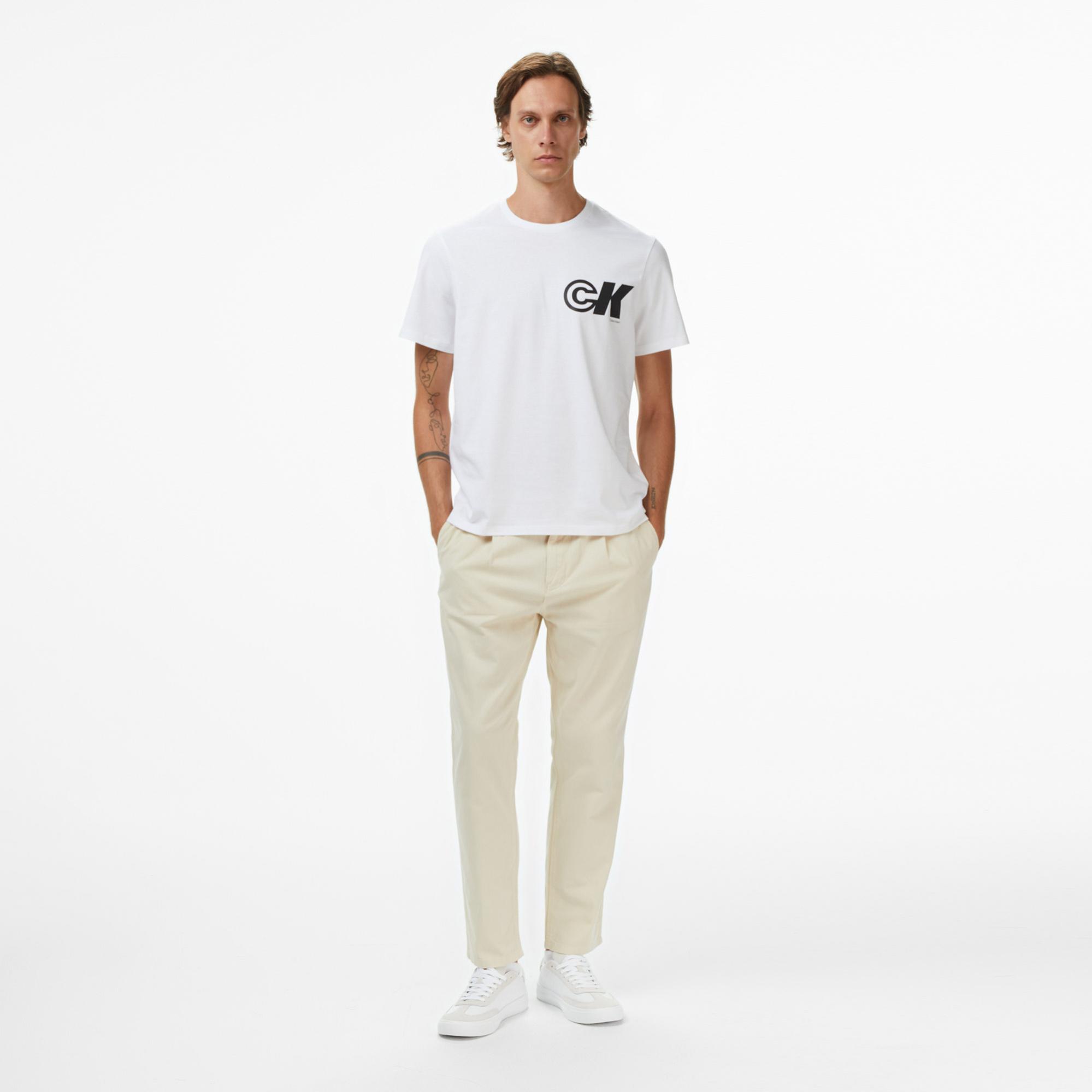 Calvin Klein Sport Logo Graphic Erkek Beyaz T-Shirt
