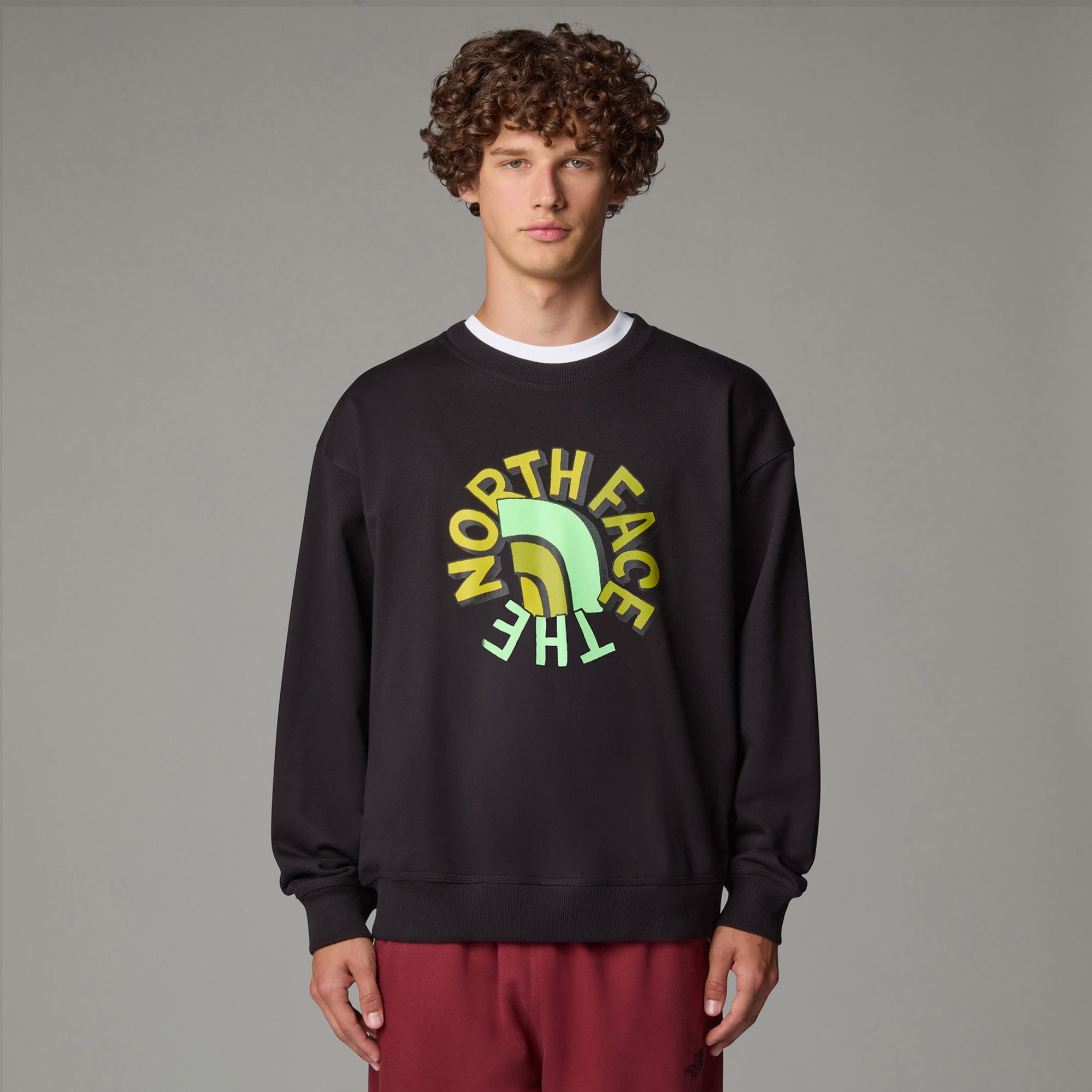 The North Face Oversızed Crew Erkek Siyah Sweatshirt