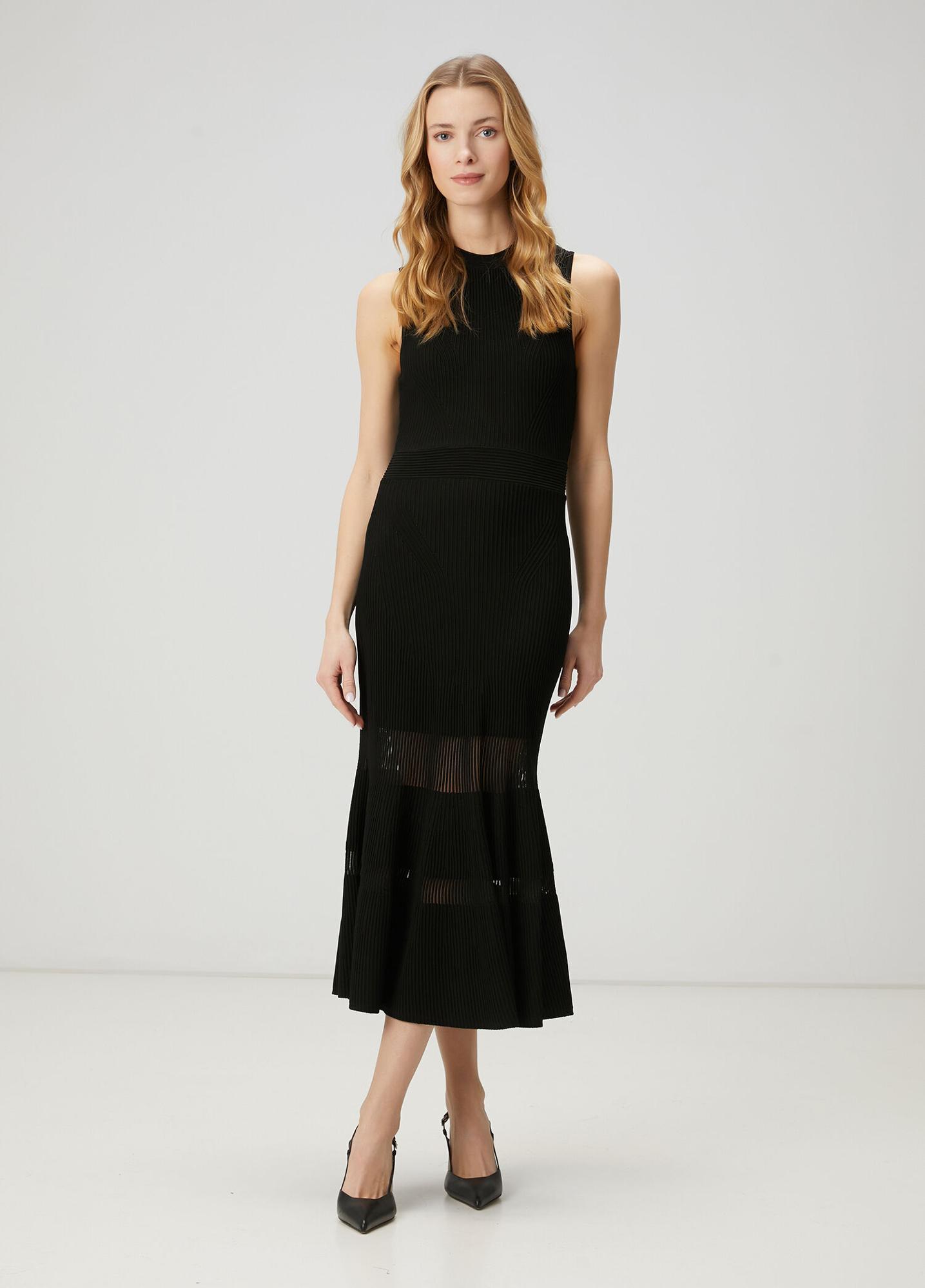 Beymen Club Kadın Siyah Midi Triko Elbise