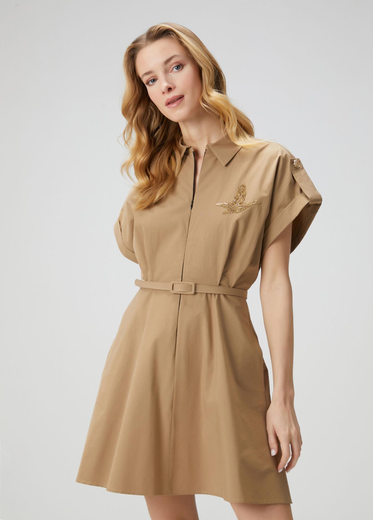Beymen Club Kadın Koyu Bej Mini Gömlek Elbise
