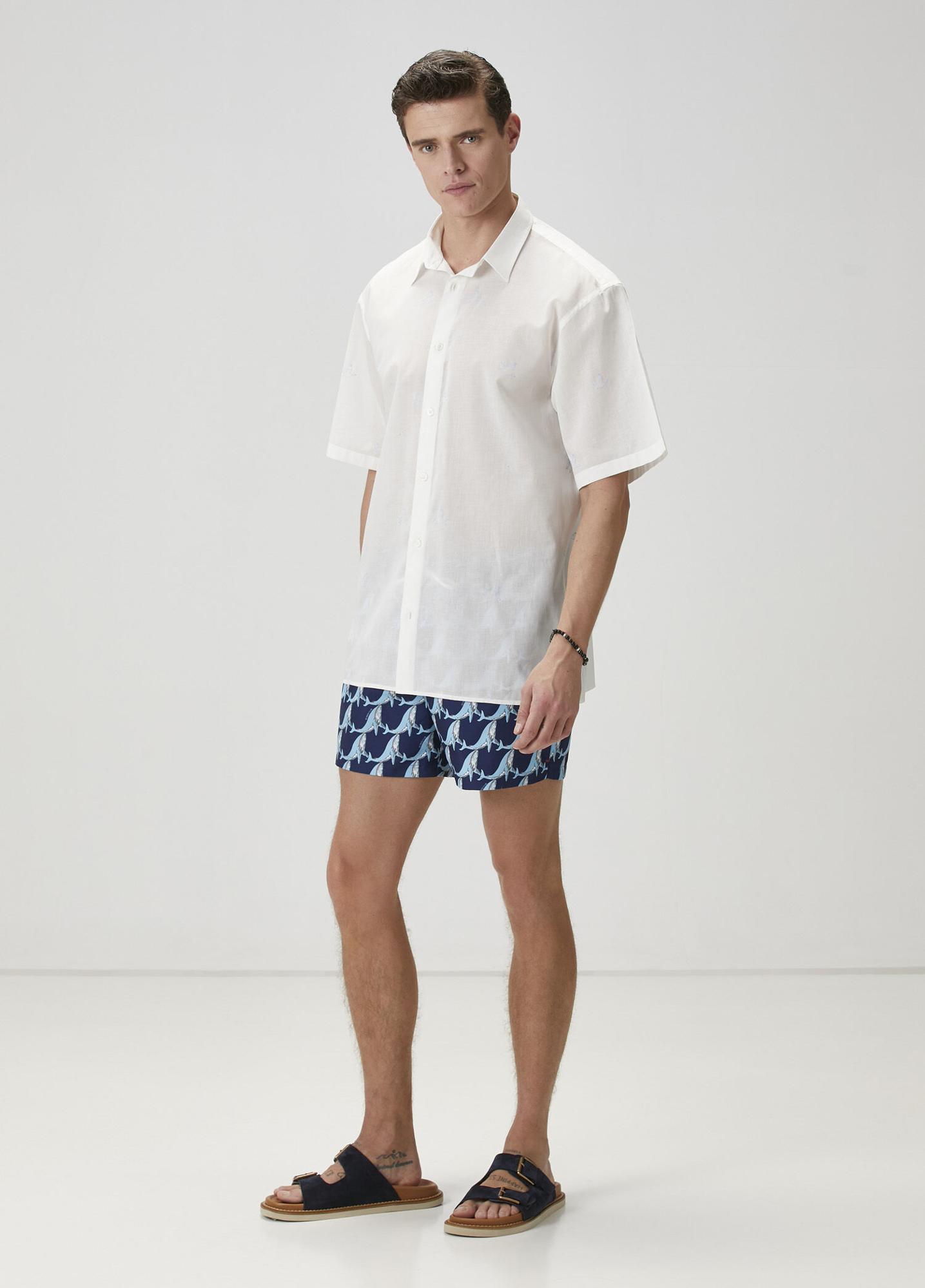 Beymen Club Erkek Lacivert Balina Desenli Mayo