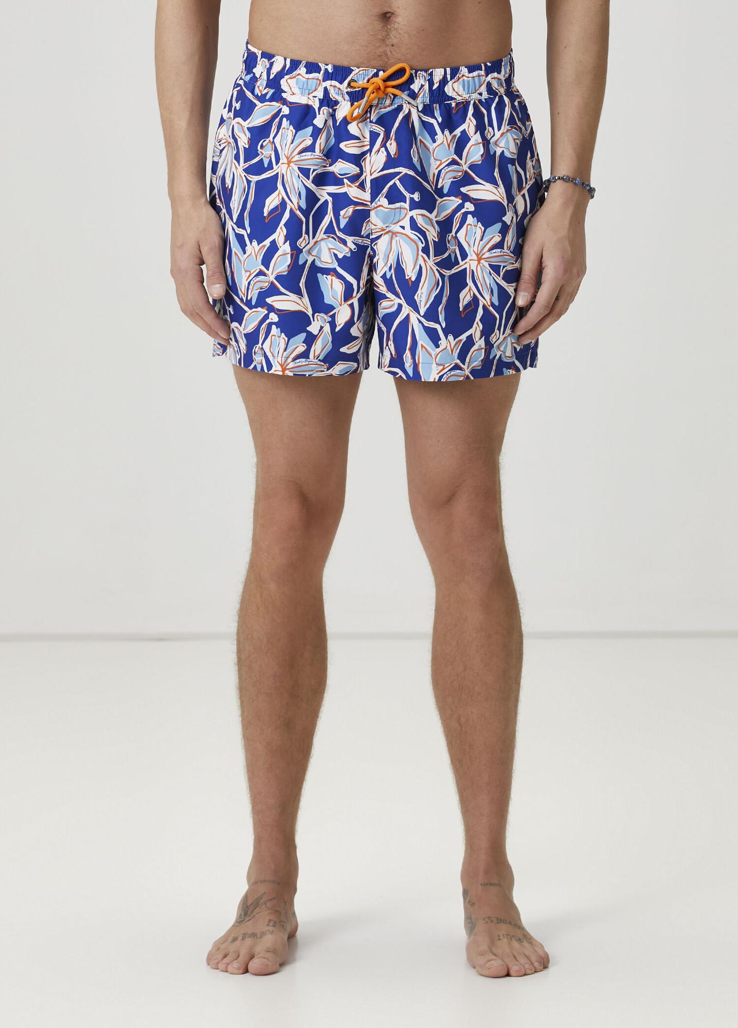 Beymen Club Erkek Turuncu Lacivert Çiçek Baskılı Mayo