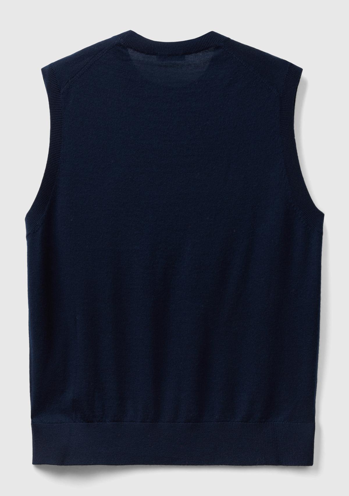 Erkek Lacivert Extra Fine Merino Yelek