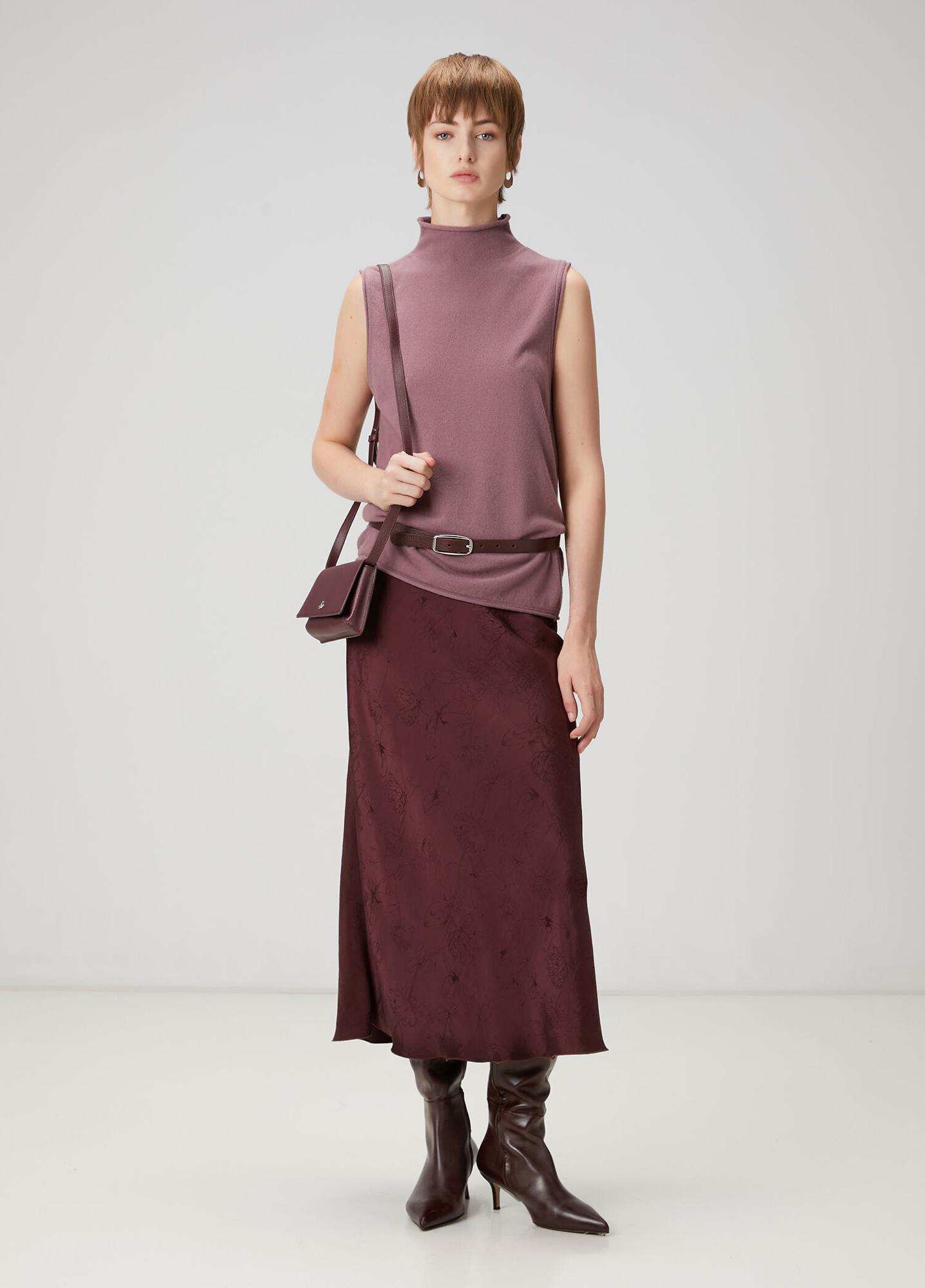 Beymen Club Kadın Mürdüm Çiçek Jakarlı Midi Etek