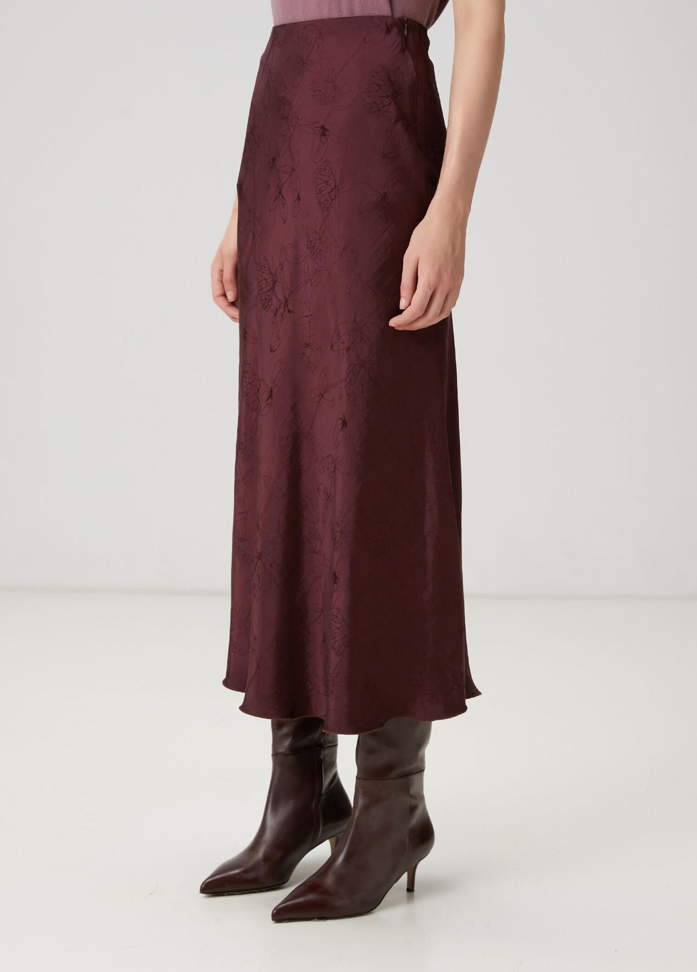 Beymen Club Kadın Mürdüm Çiçek Jakarlı Midi Etek