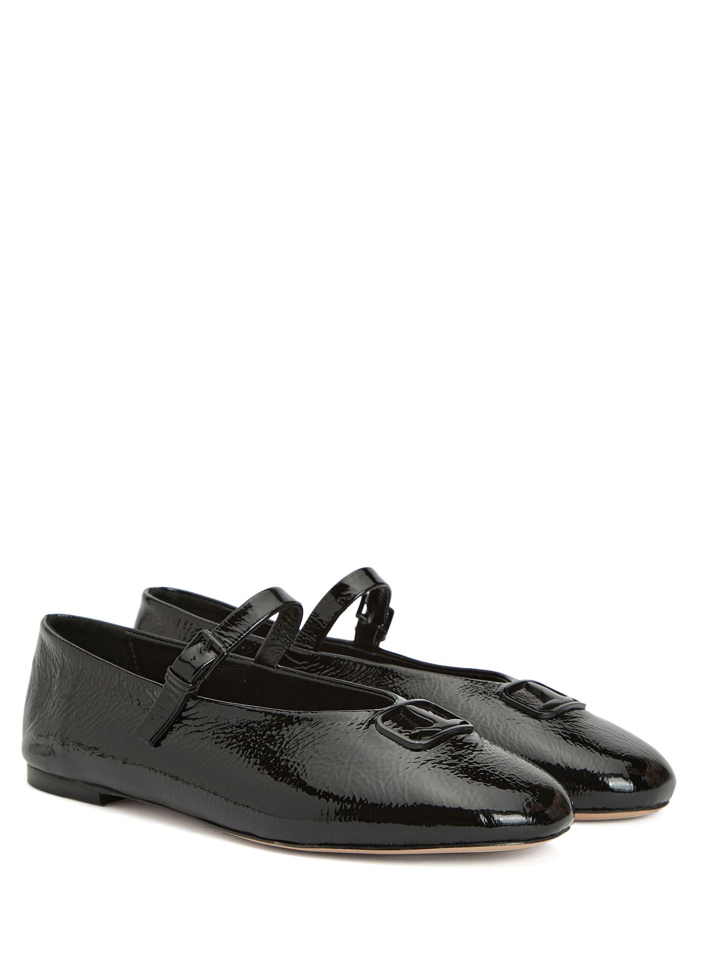 Beymen Club Kadın Mary Jane Siyah Kırışık Rugan Deri Babet