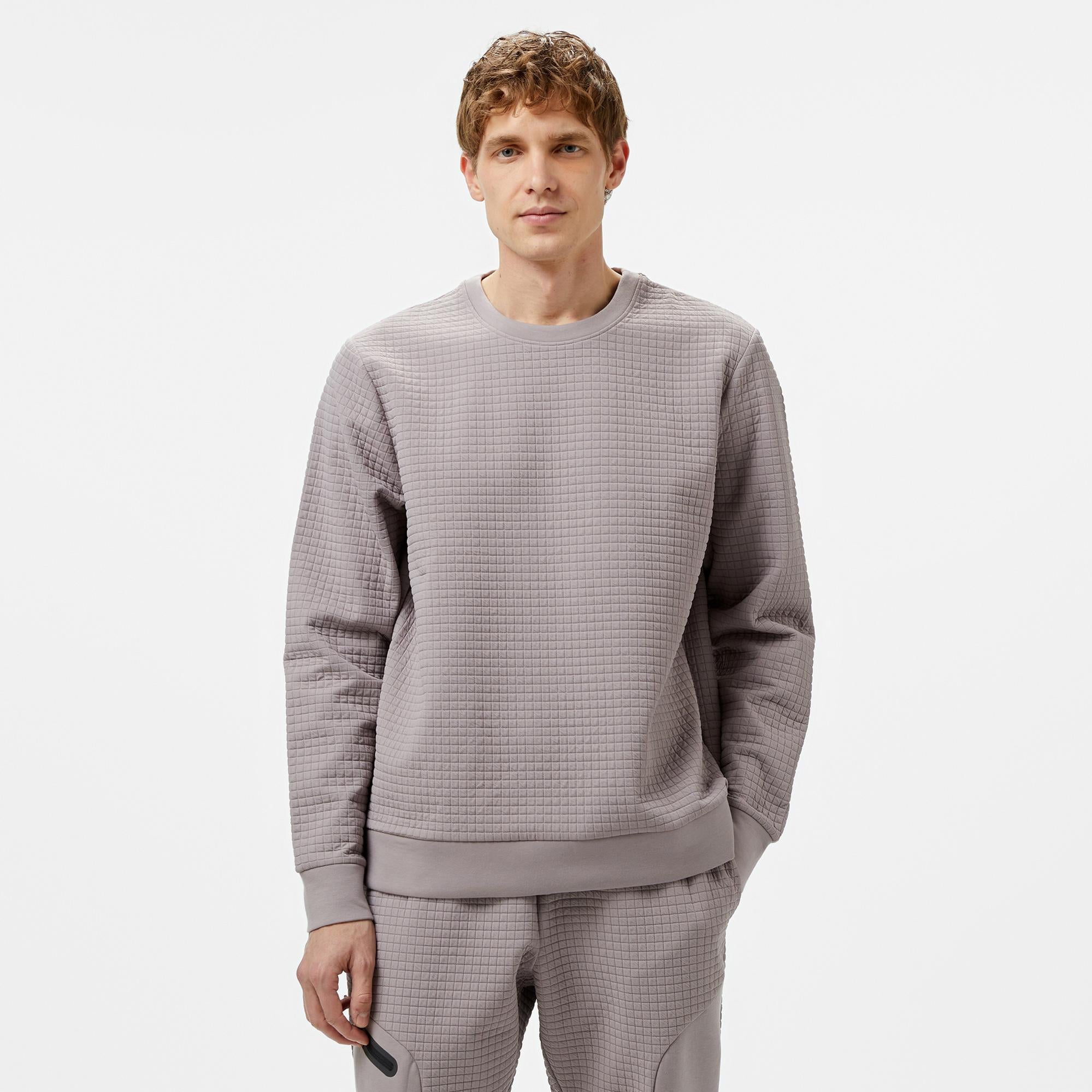 Under Armour Unstoppable Fleece Grid Bisiklet Yaka Erkek Gri Sweatshirt
