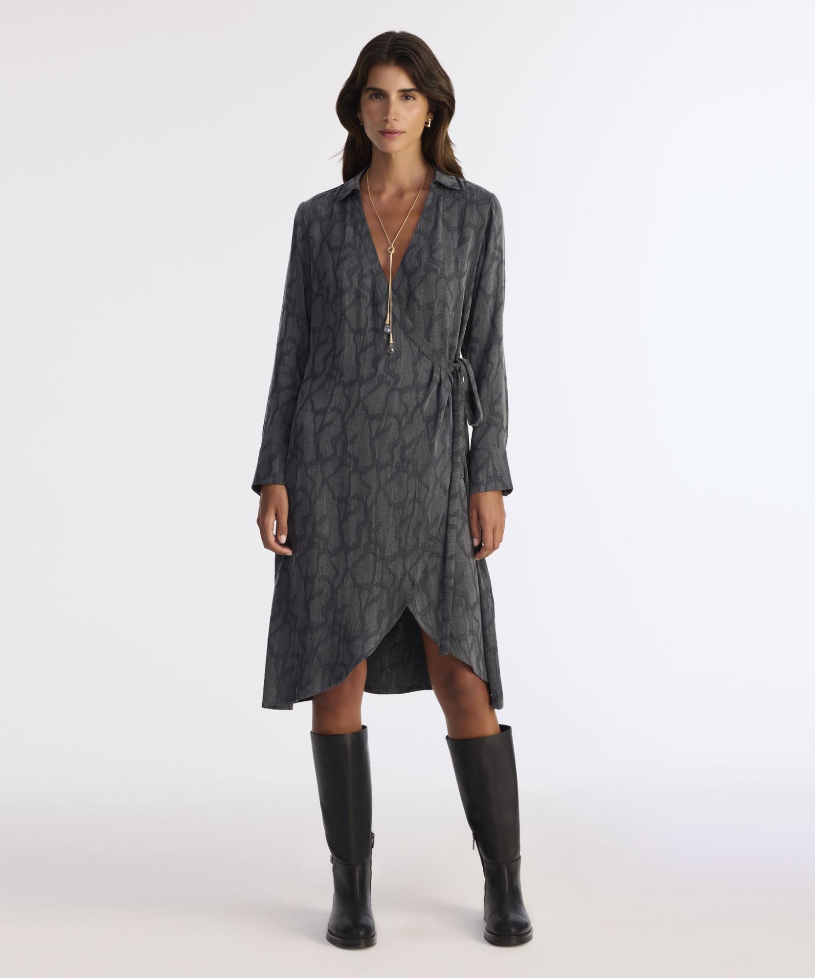 YARGICI Dar Gömlek Yaka Uzun Kol Elbise