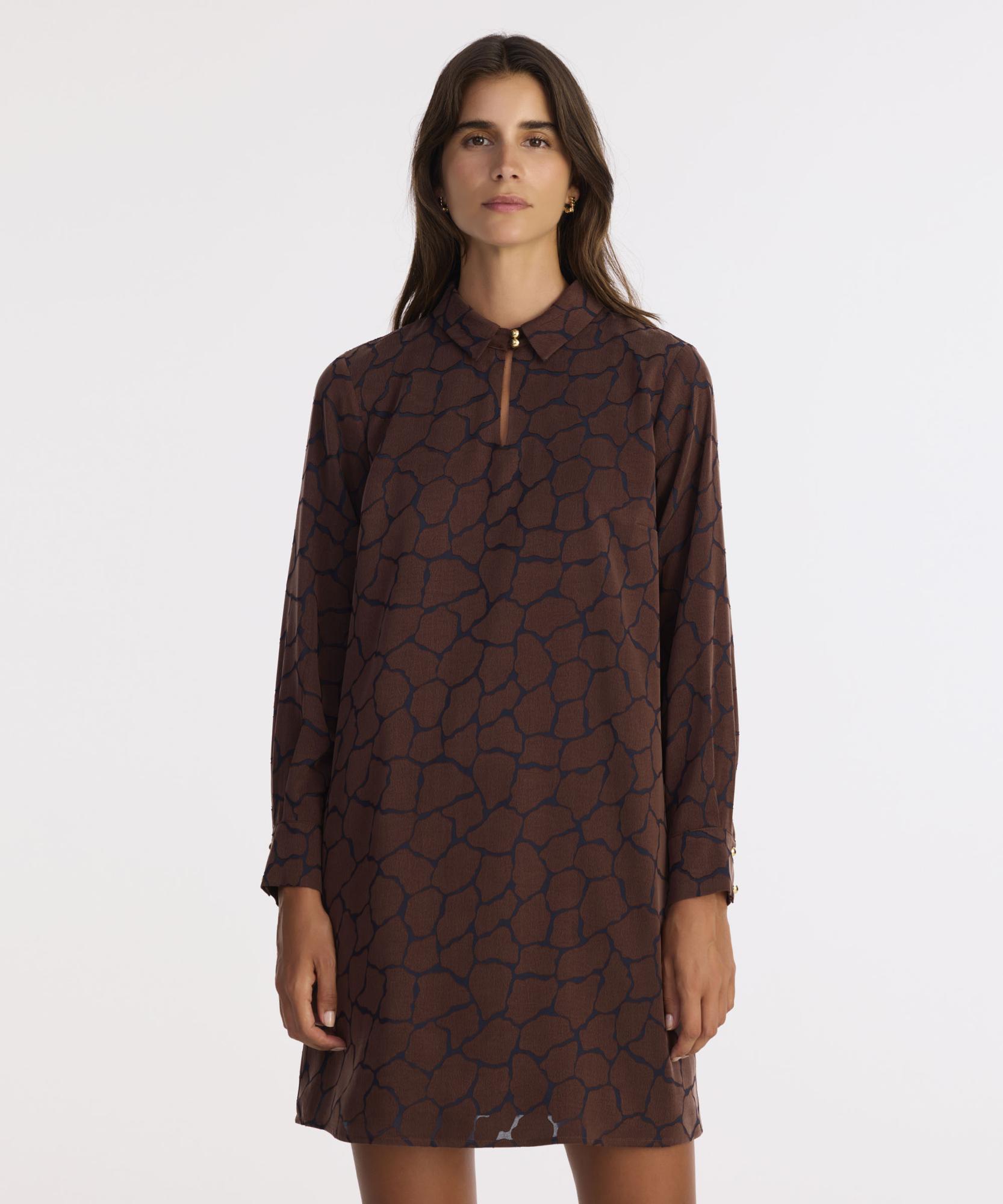 YARGICI A Form Gömlek Yaka Uzun Kol Elbise