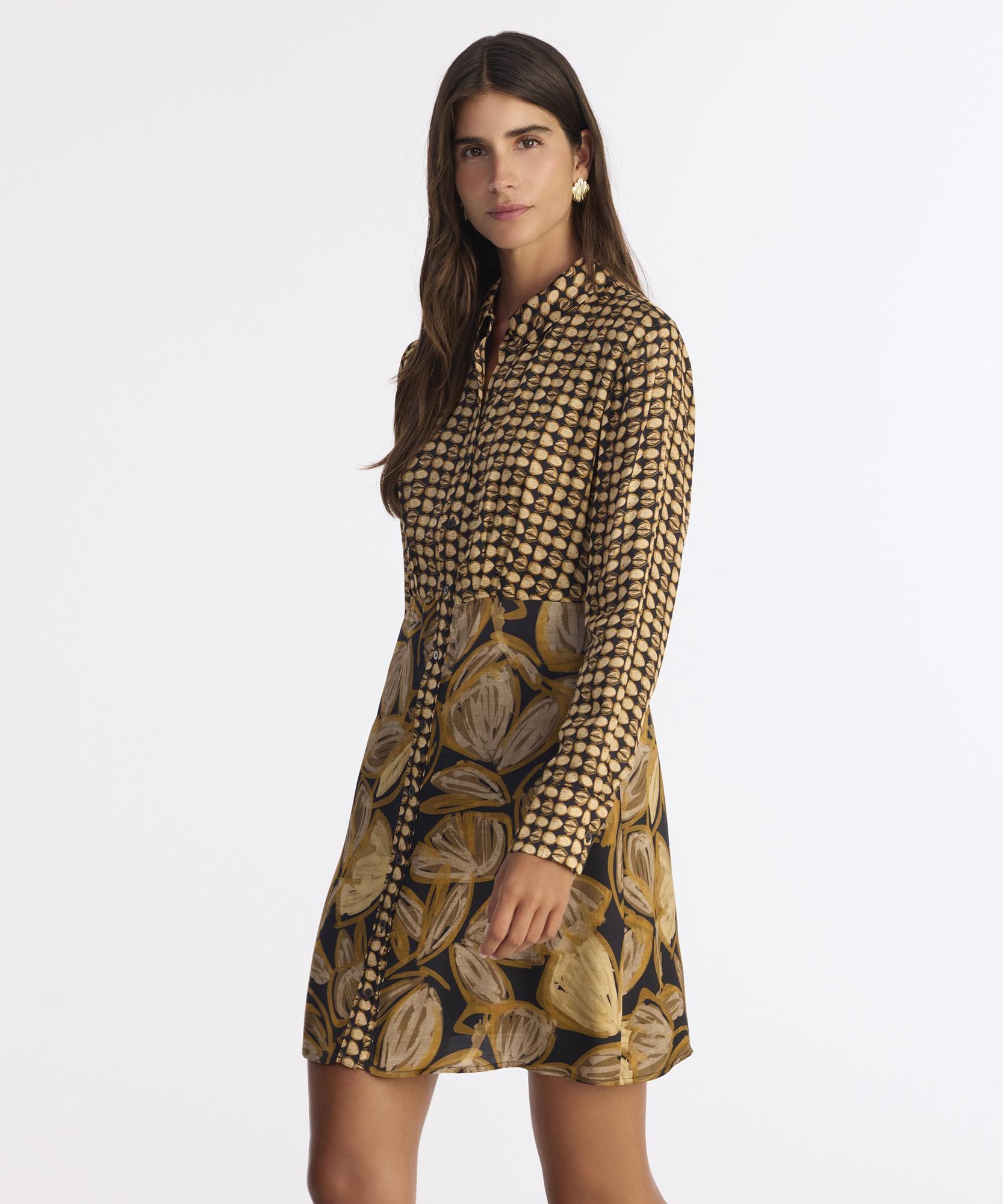 YARGICI Düz Gömlek Yaka Uzun Kol Elbise