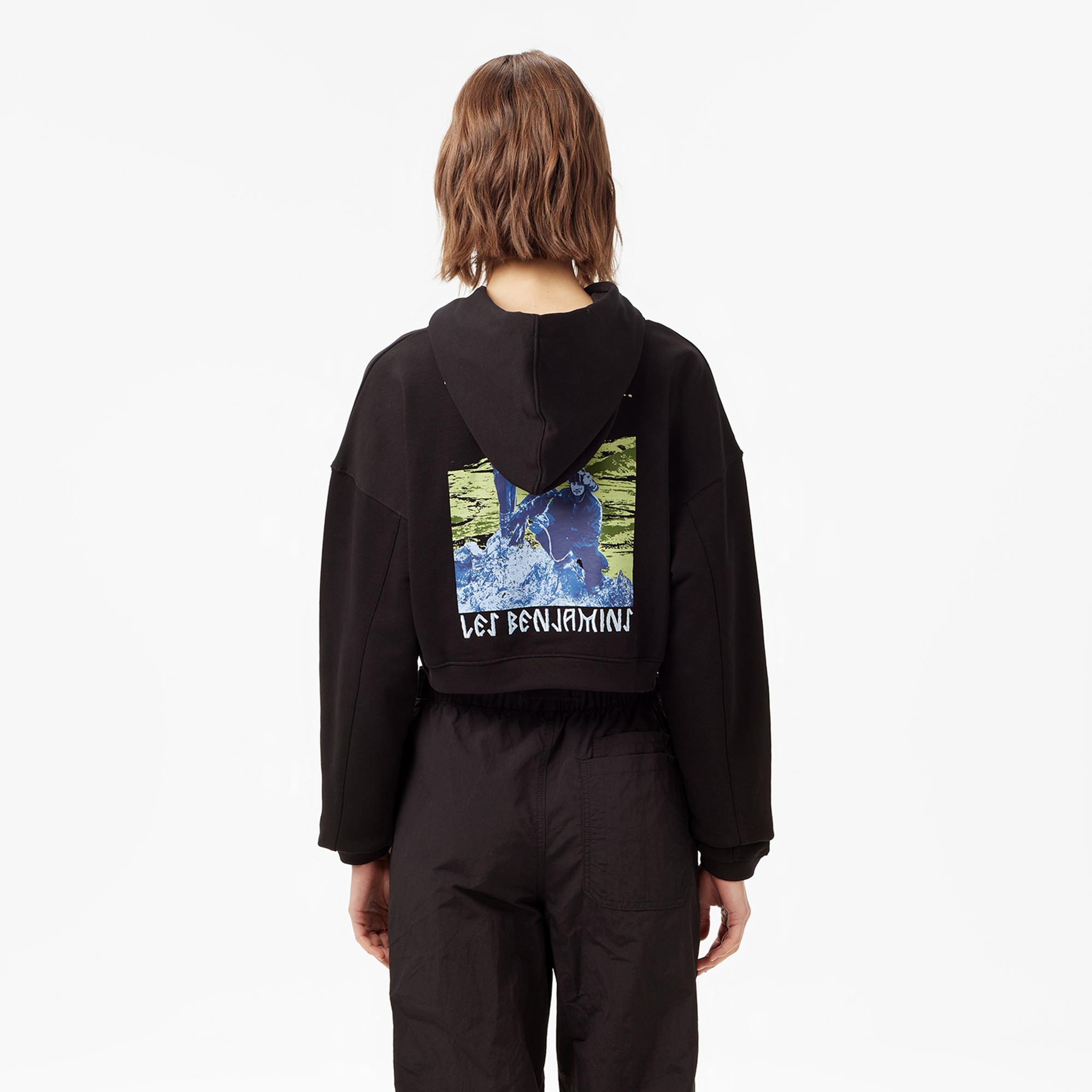 Les Benjamins Crop 007 Kadın Siyah Sweatshirt