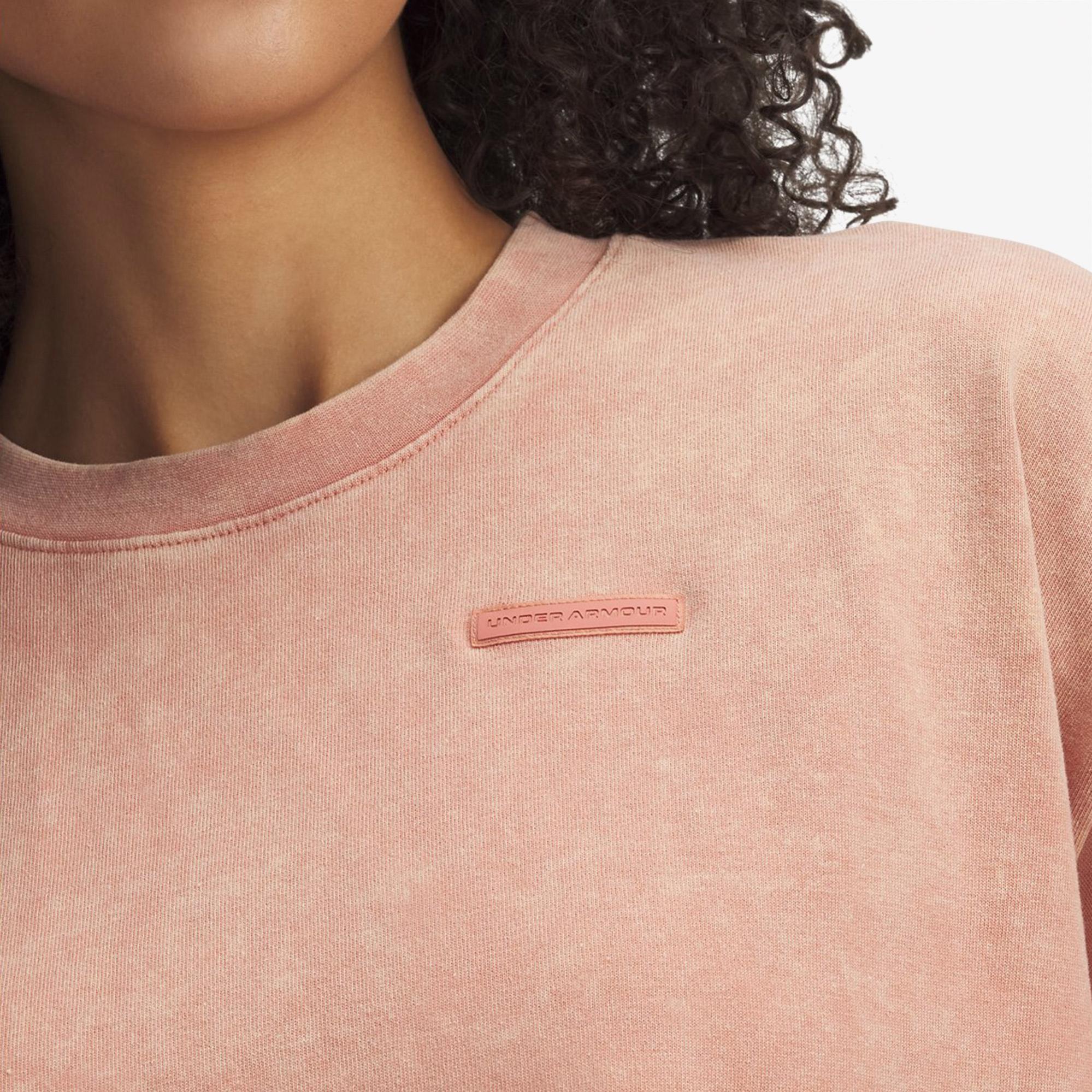Under Armour Heavyweight Wash Kadın Crop Pembe T-Shirt