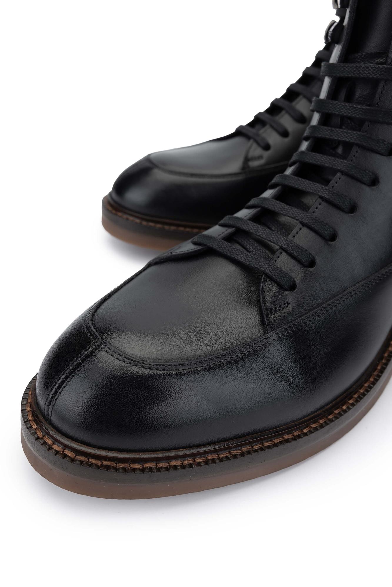 Tamer Tanca Erkek Hakiki Deri Siyah Deri Casual Bot