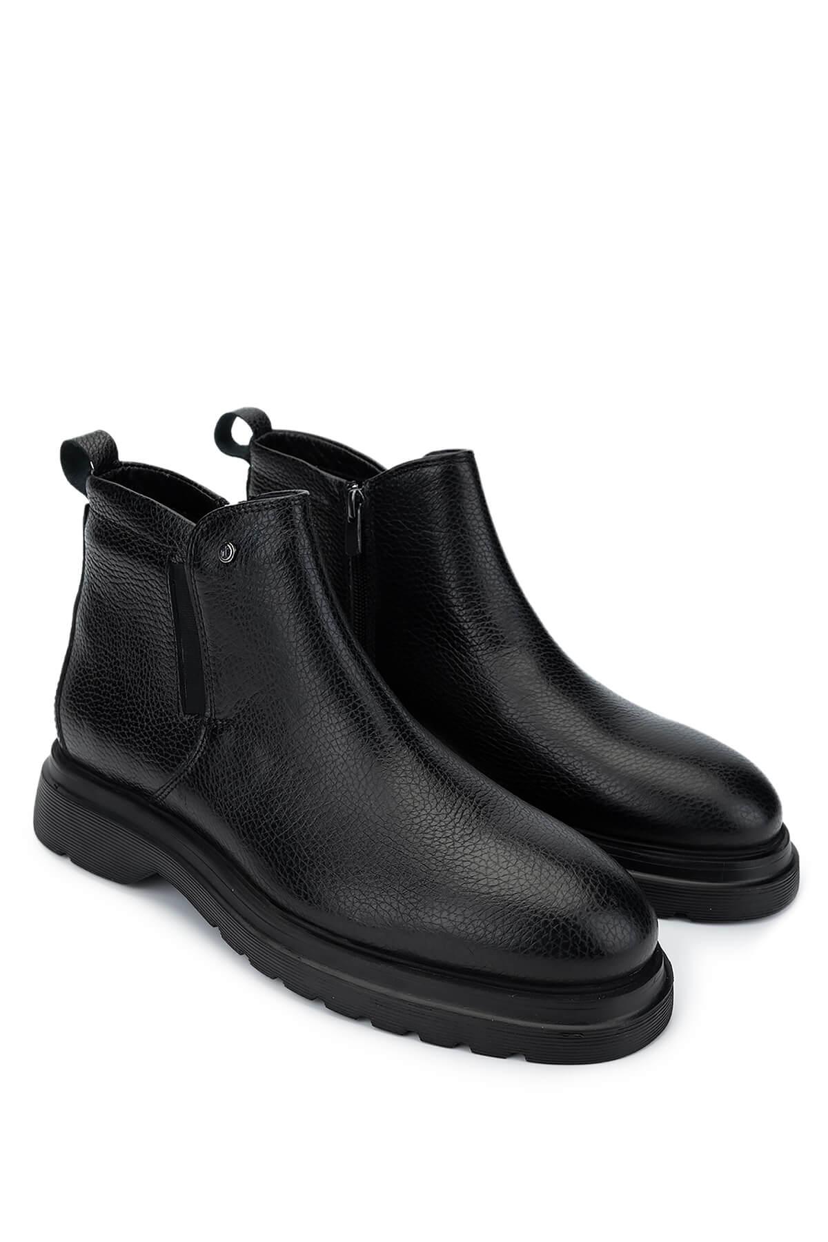 Tamer Tanca Erkek Hakiki Deri Siyah Bot Ayakkabı